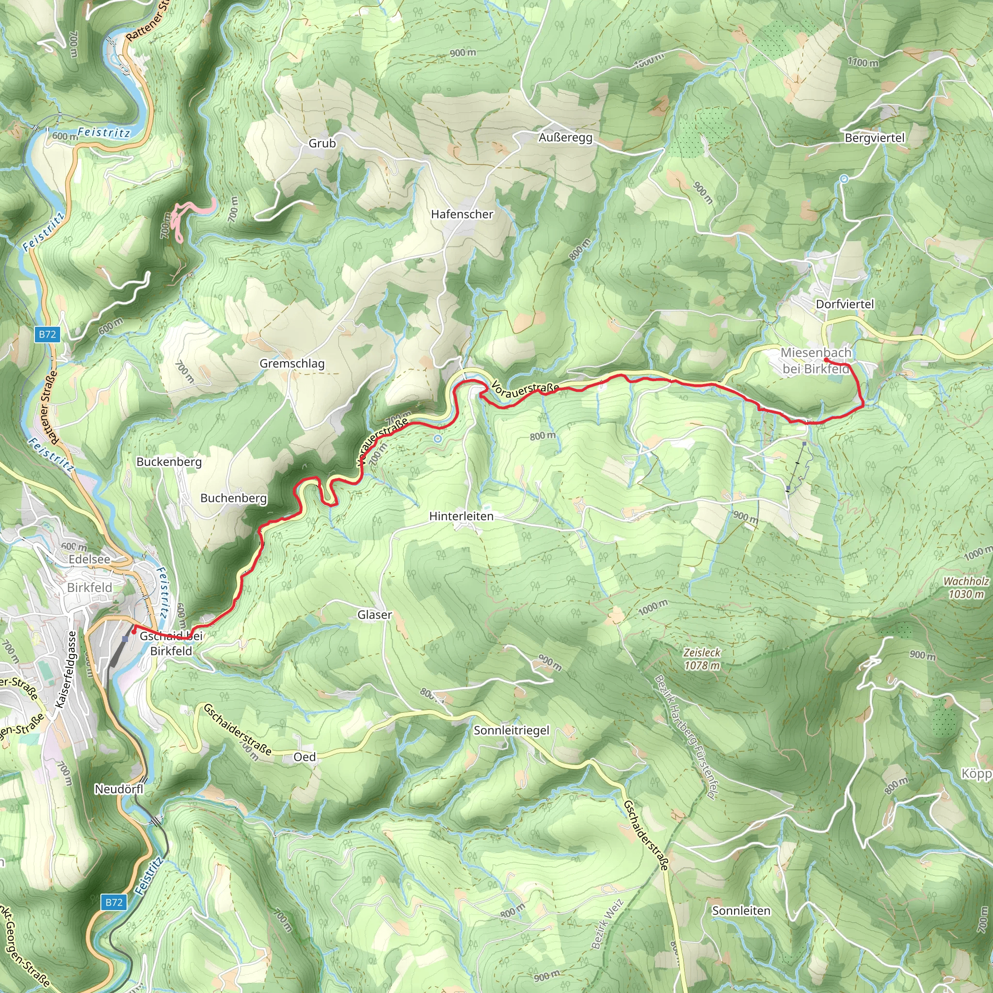 Gorge path Birkfeld - Miesenbach mobile static map