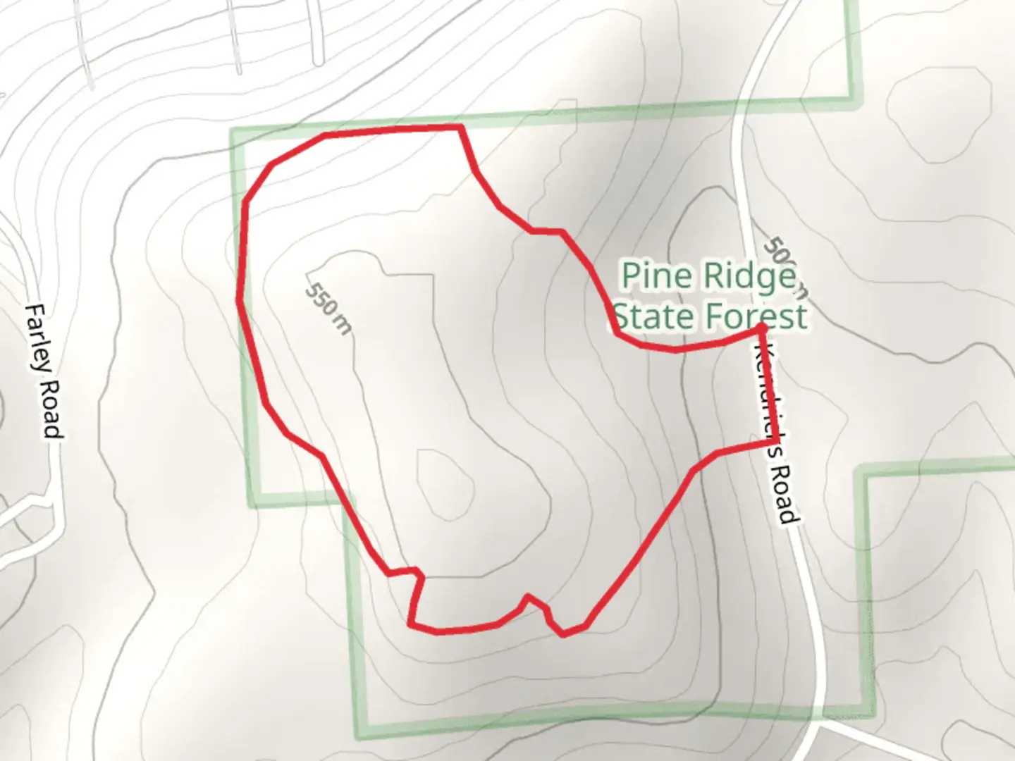 An image depicting the trail Kendricks Road West Loop and its surrounding area.
