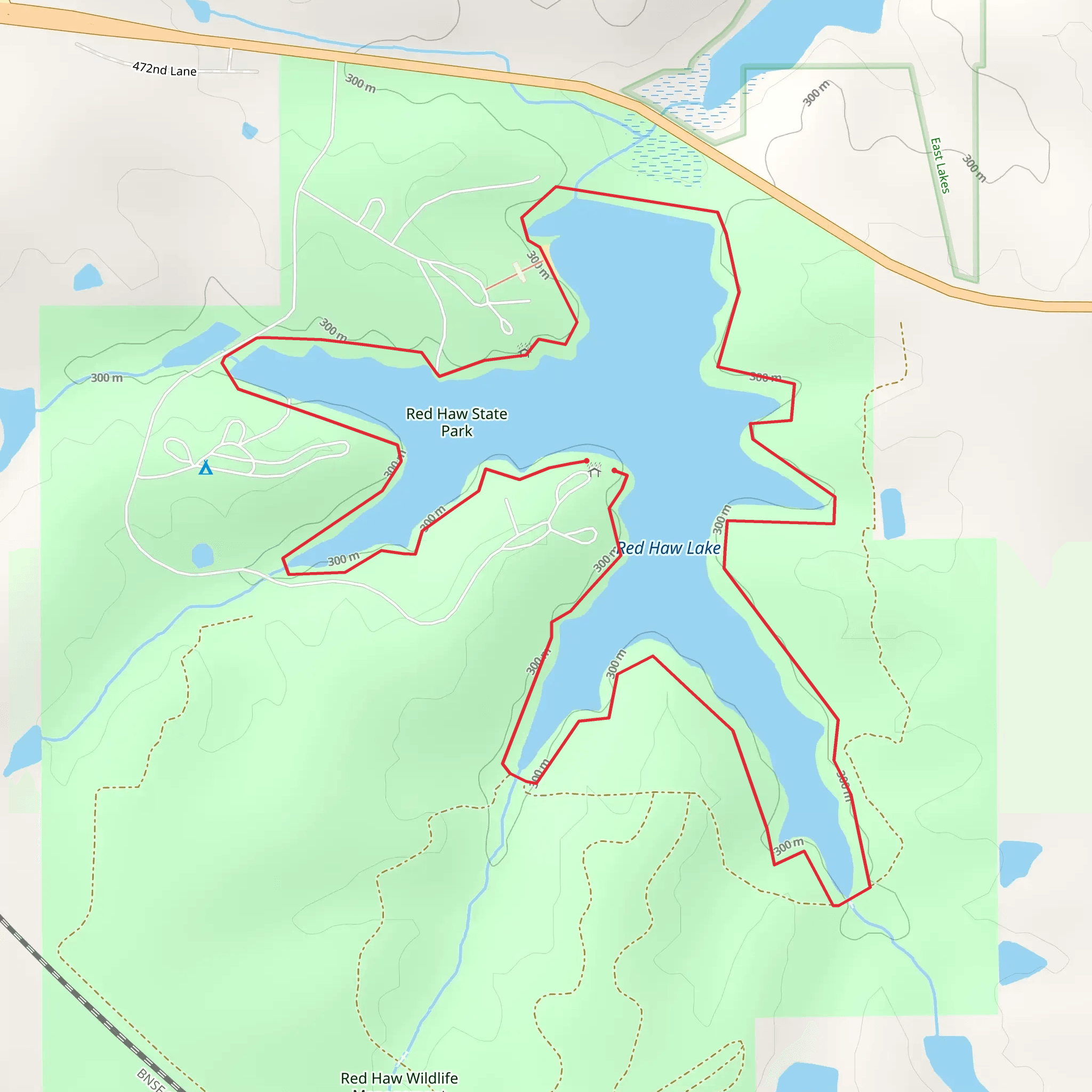 Red Haw Lake Loop Trail mobile static map