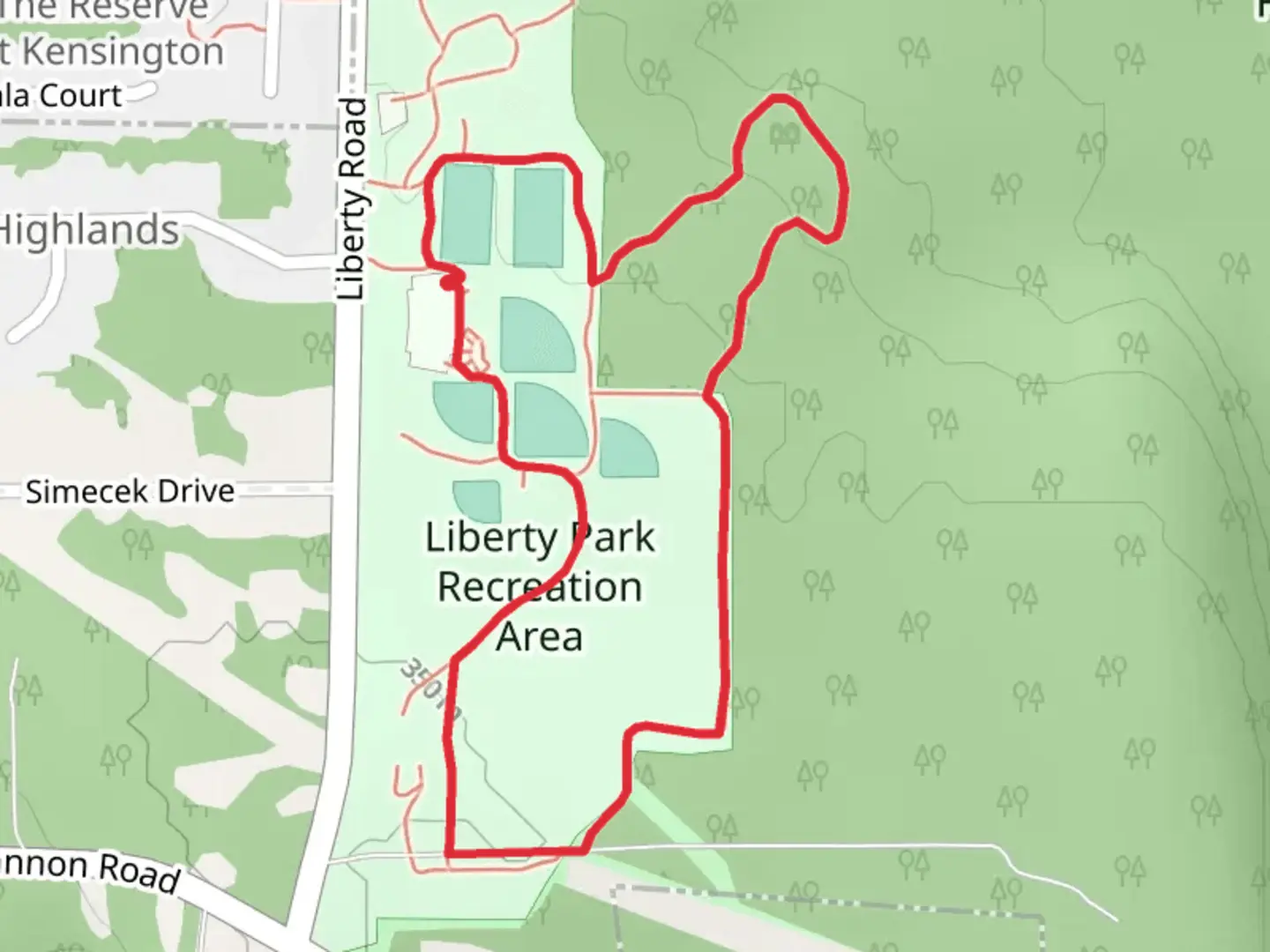 An image depicting the trail Liberty Park Recreation Area Loop and its surrounding area.