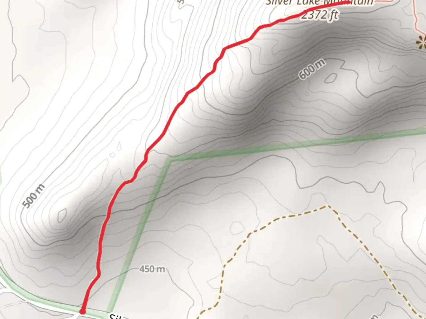 An image depicting the trail Silver Lake Mountain and its surrounding area.