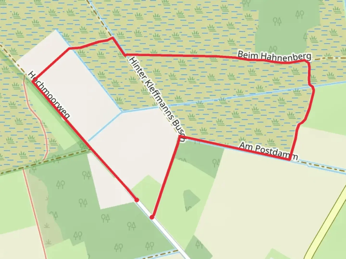An image depicting the trail Neustadter Moor Short Loop and its surrounding area.