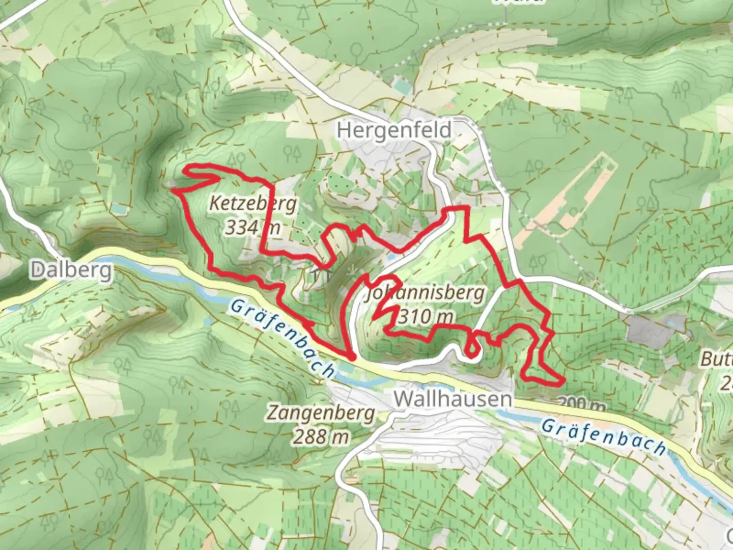 An image depicting the trail Vital Tour - Stein, Wein and Farbe Loop and its surrounding area.