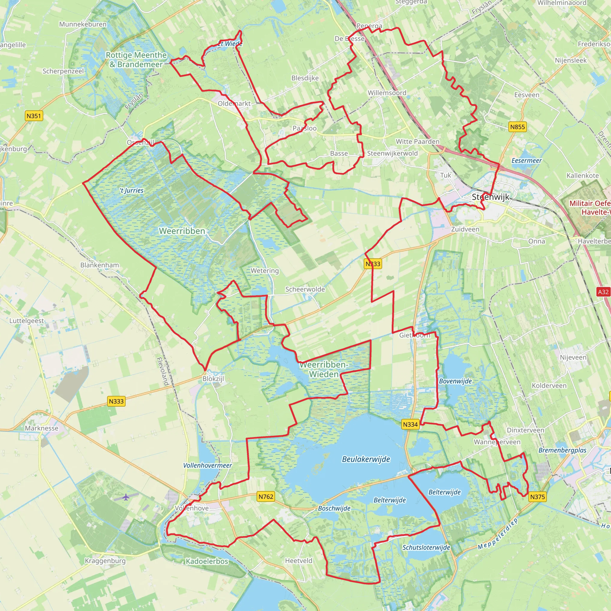 Bentendijkpad, Blauwehandseweg, Eesveenseweg and Overlendepad Loop mobile static map