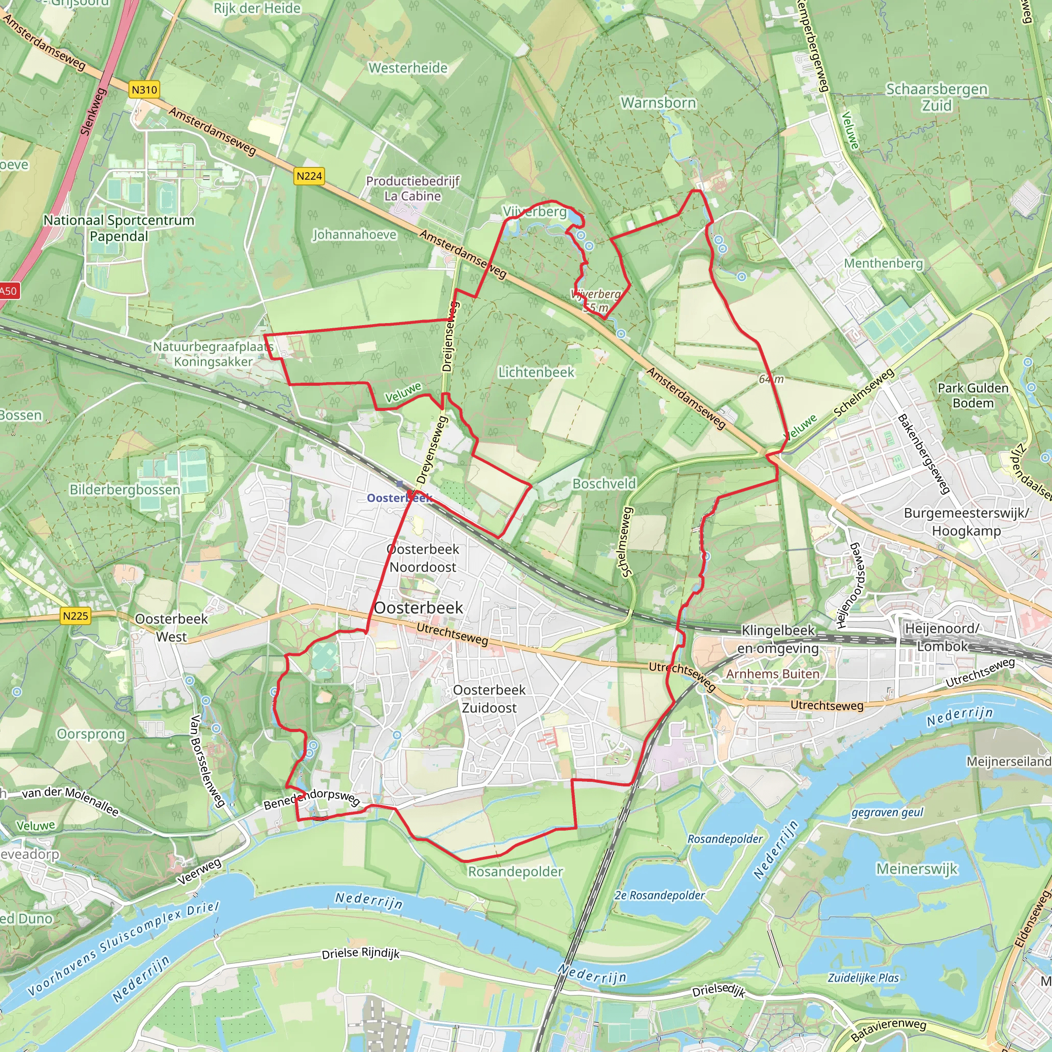 Vijverberg, Oosterbeek and Hemelse Berg Loop mobile static map