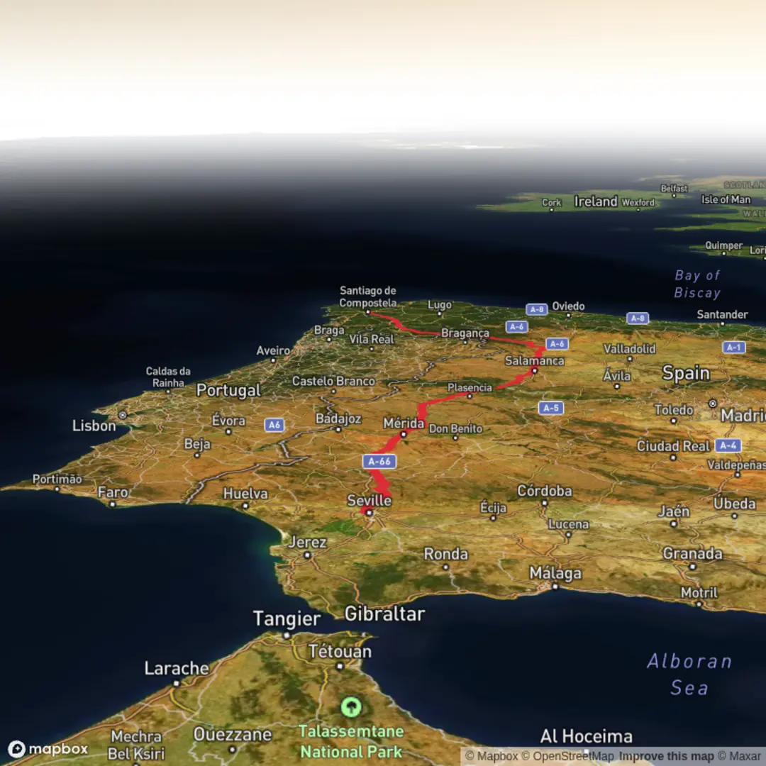 An image depicting the trail Via de la Plata Sanabrés way and its surrounding area.