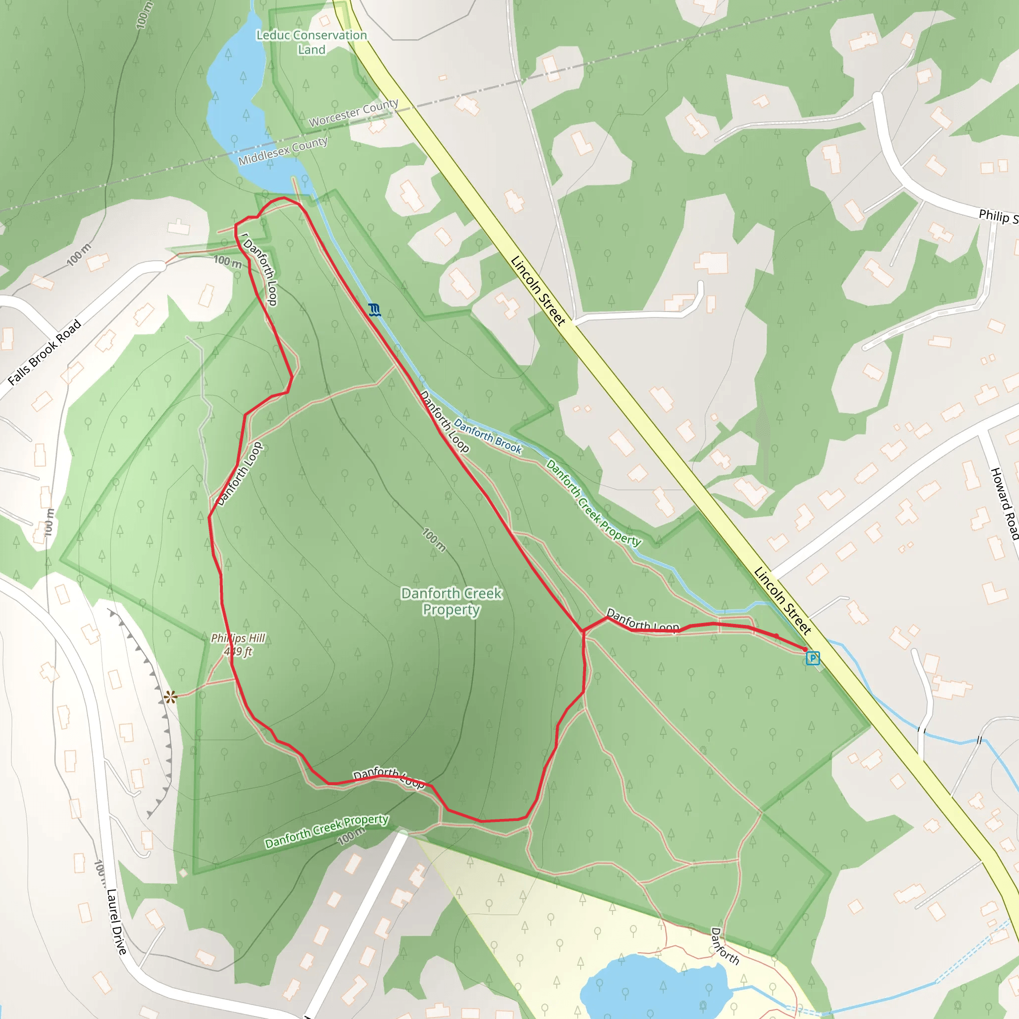 Phillips Hill Loop via Danforth Brook mobile static map
