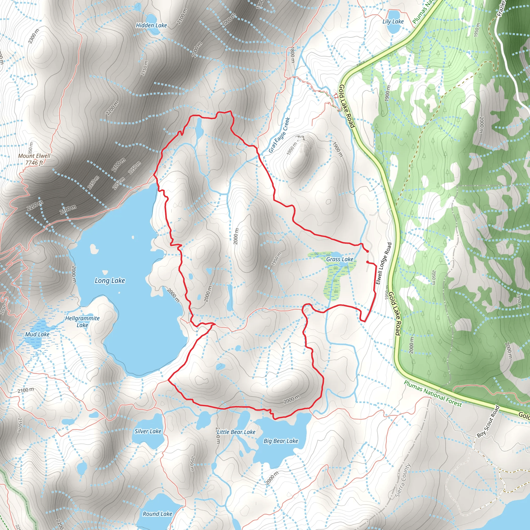 Long Lake Trail and Bear Lakes Loop Trail mobile static map