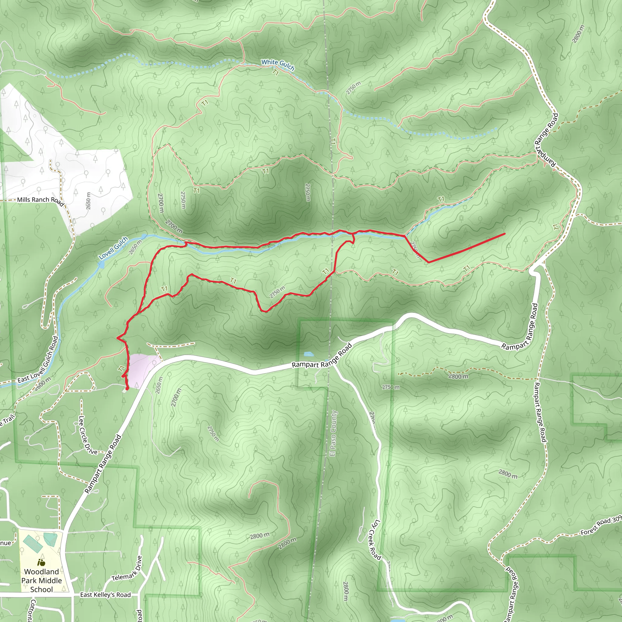 Lovell Gulch Loop Trail - Short mobile static map