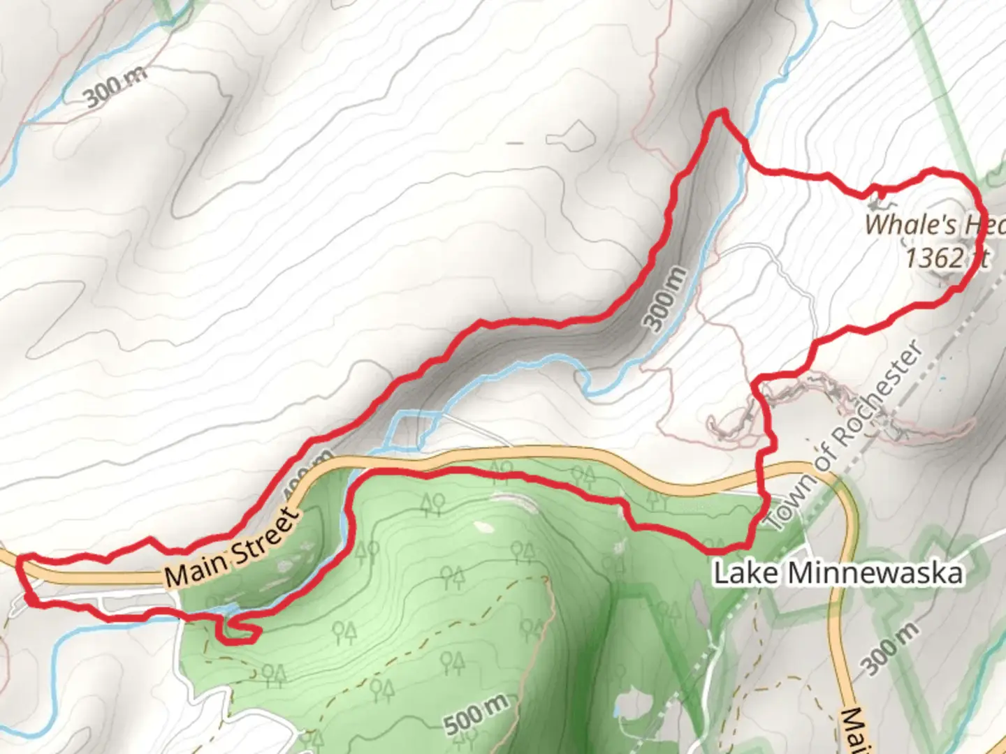 An image depicting the trail High Peter's Kill and Whale's Head Loop Trail and its surrounding area.