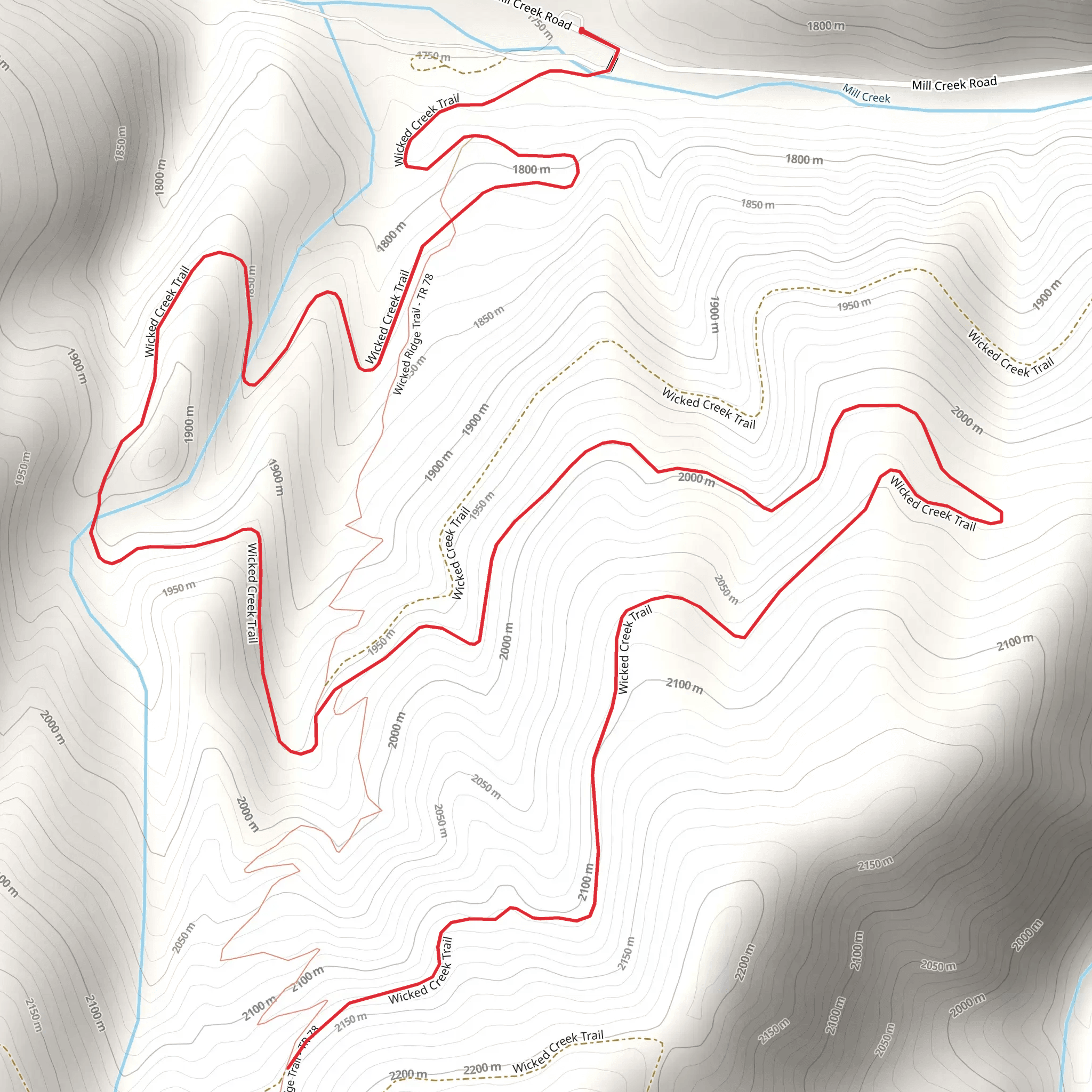 Wicked Creek Trail - Short mobile static map