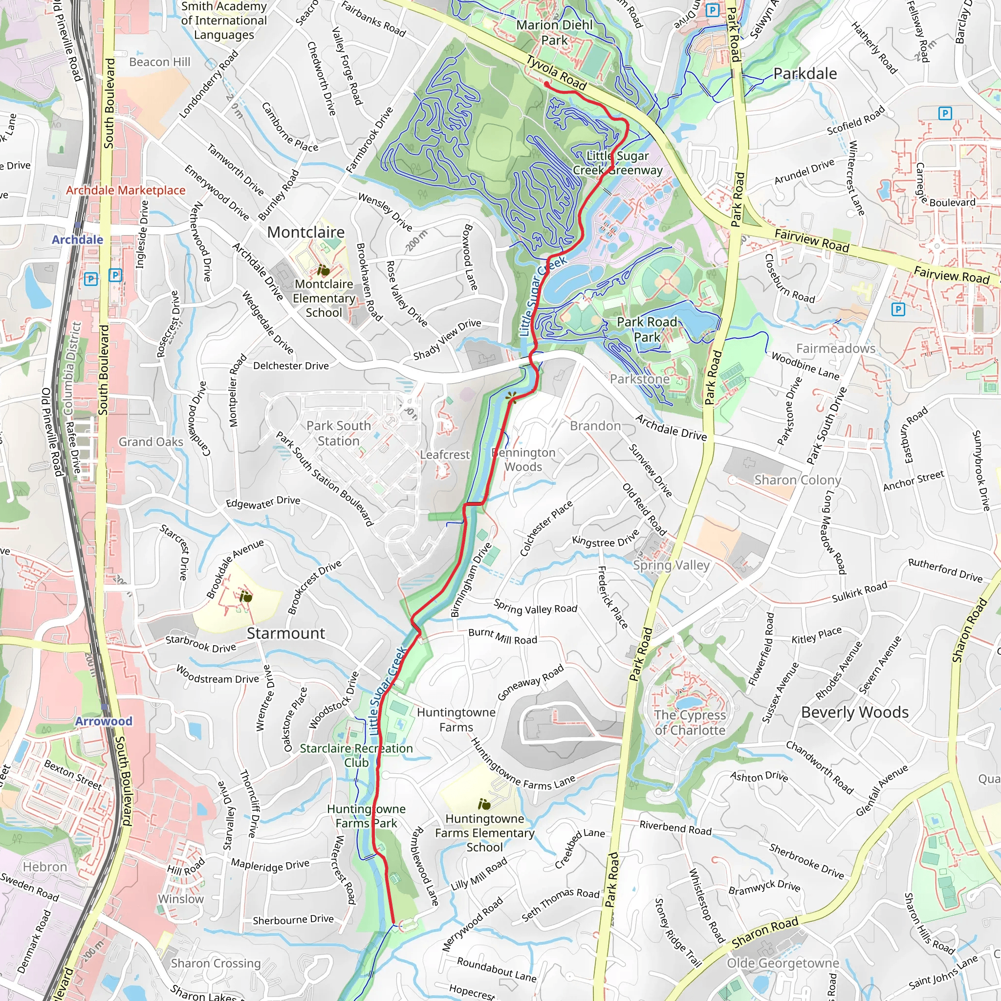 Little Sugar Creek Greenway mobile static map