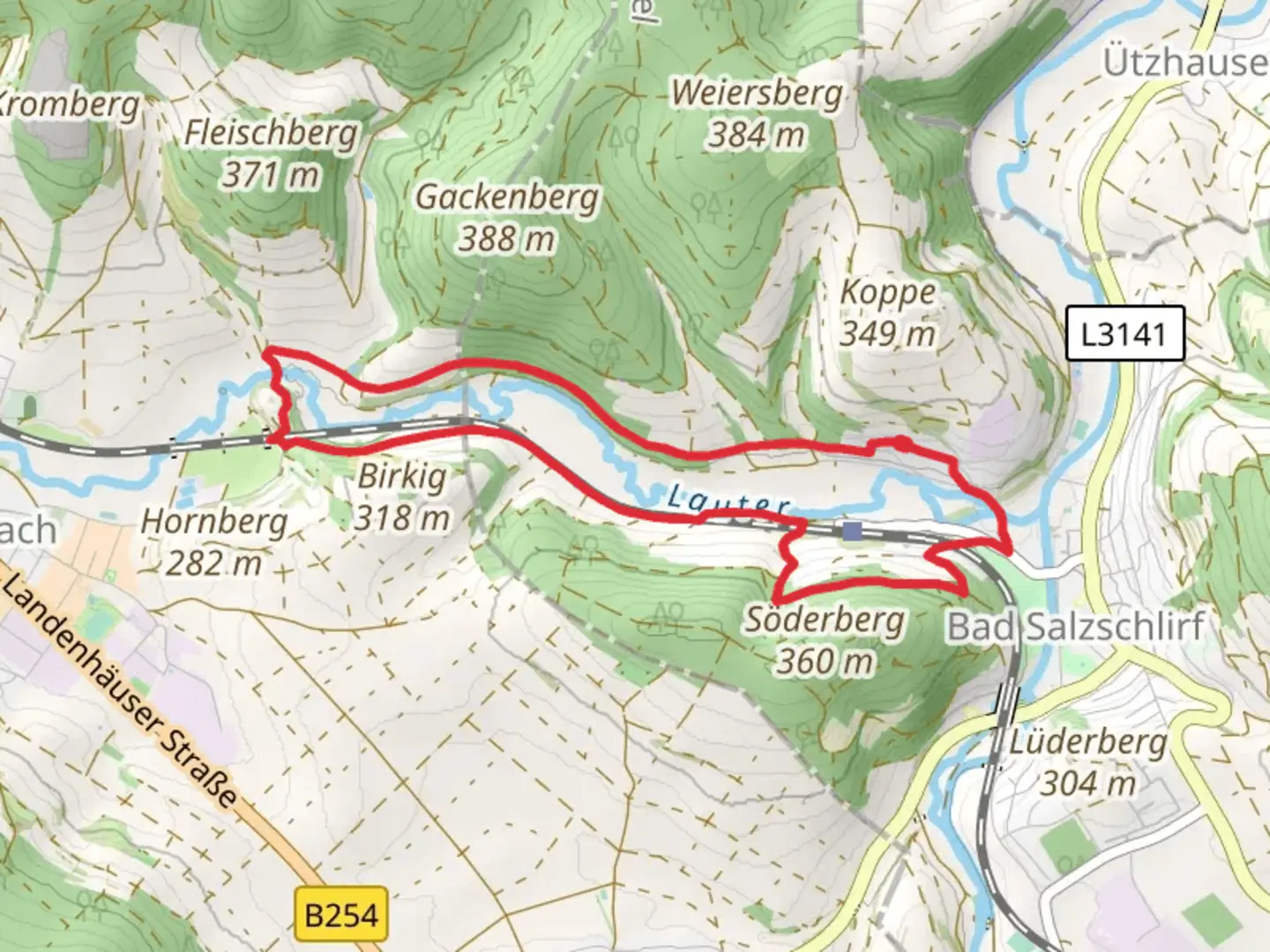 An image depicting the trail Salzchlirfer Weg and its surrounding area.