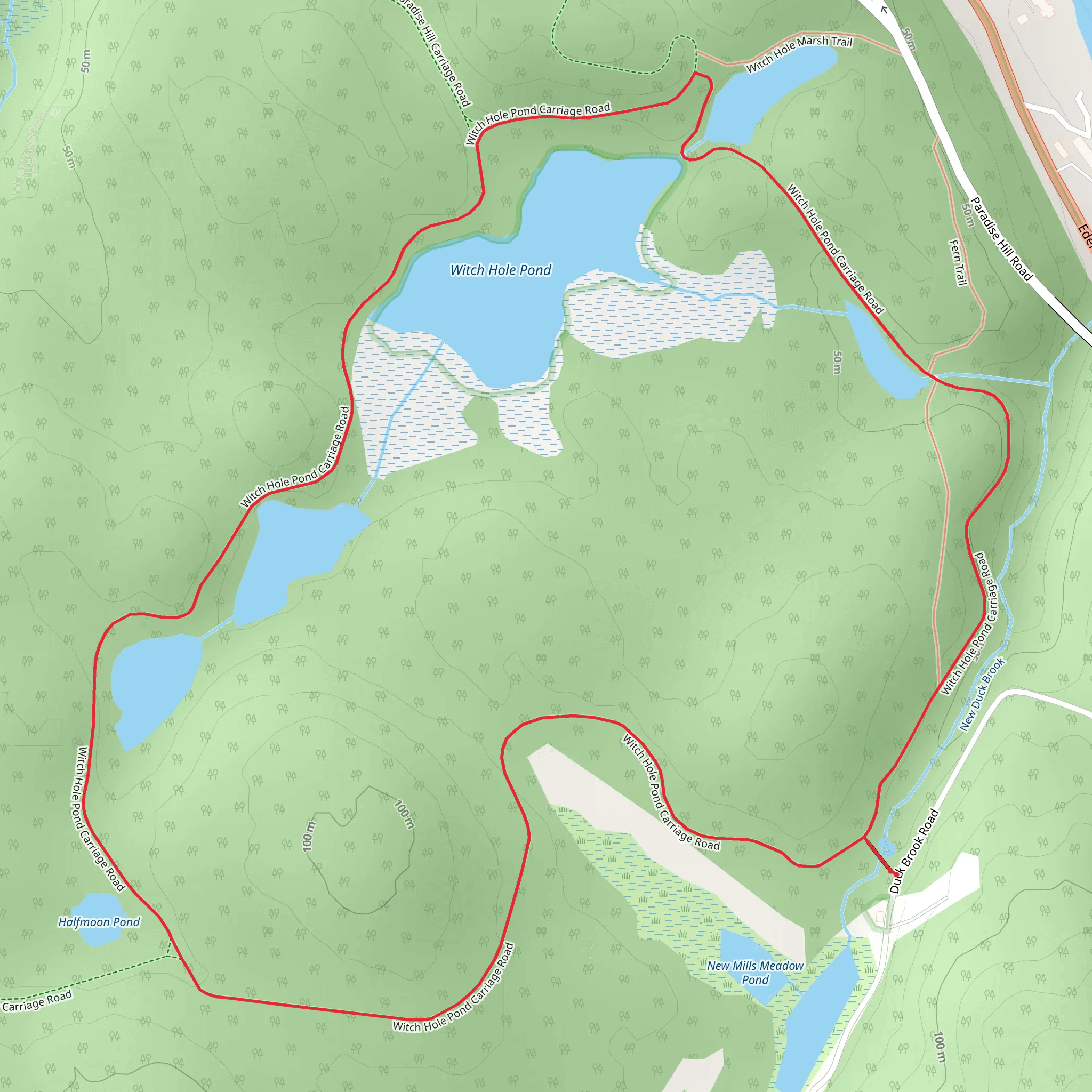Witch Hole Pond Trail mobile static map
