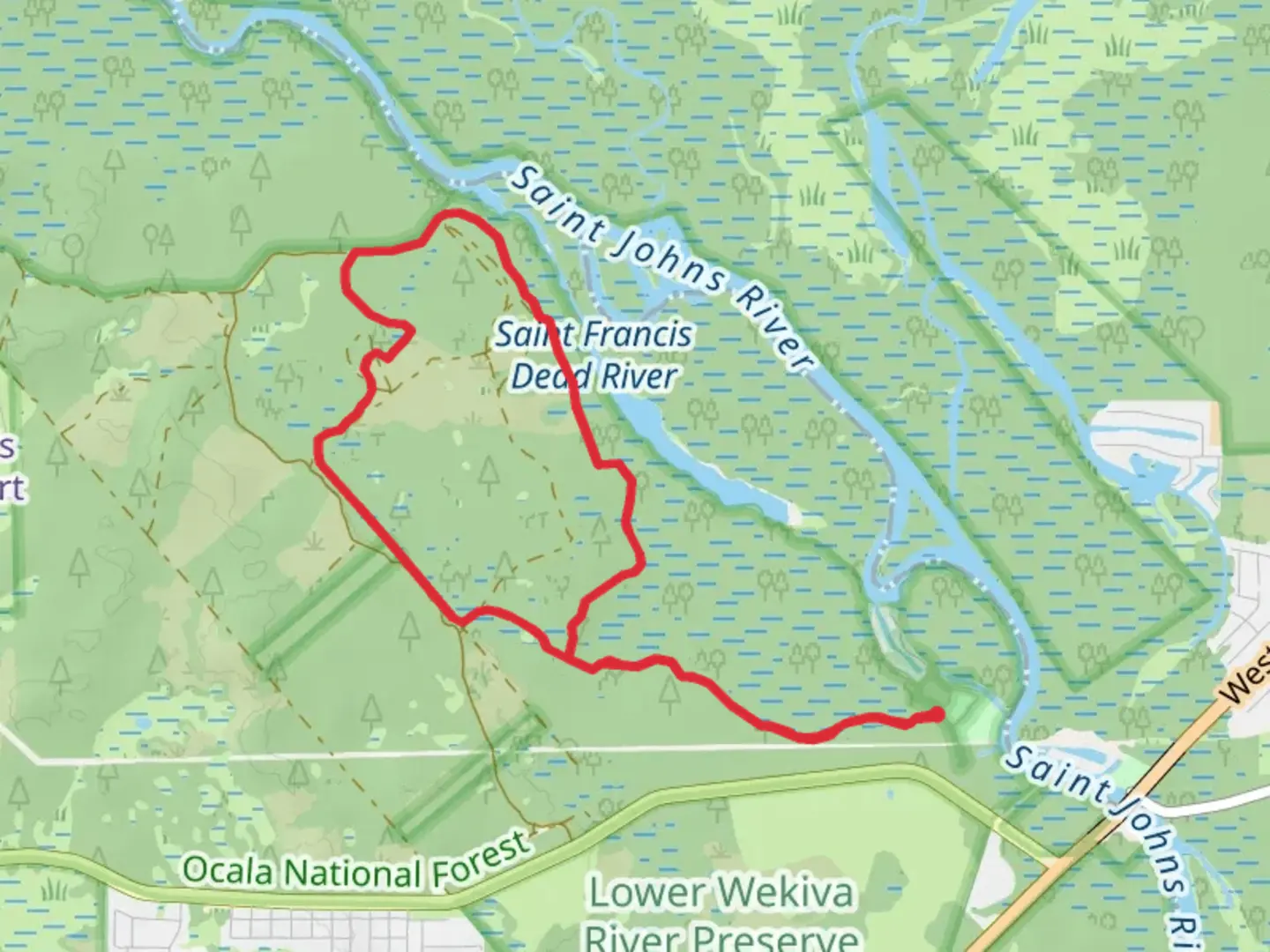An image depicting the trail Saint Francis Loop Trail and its surrounding area.