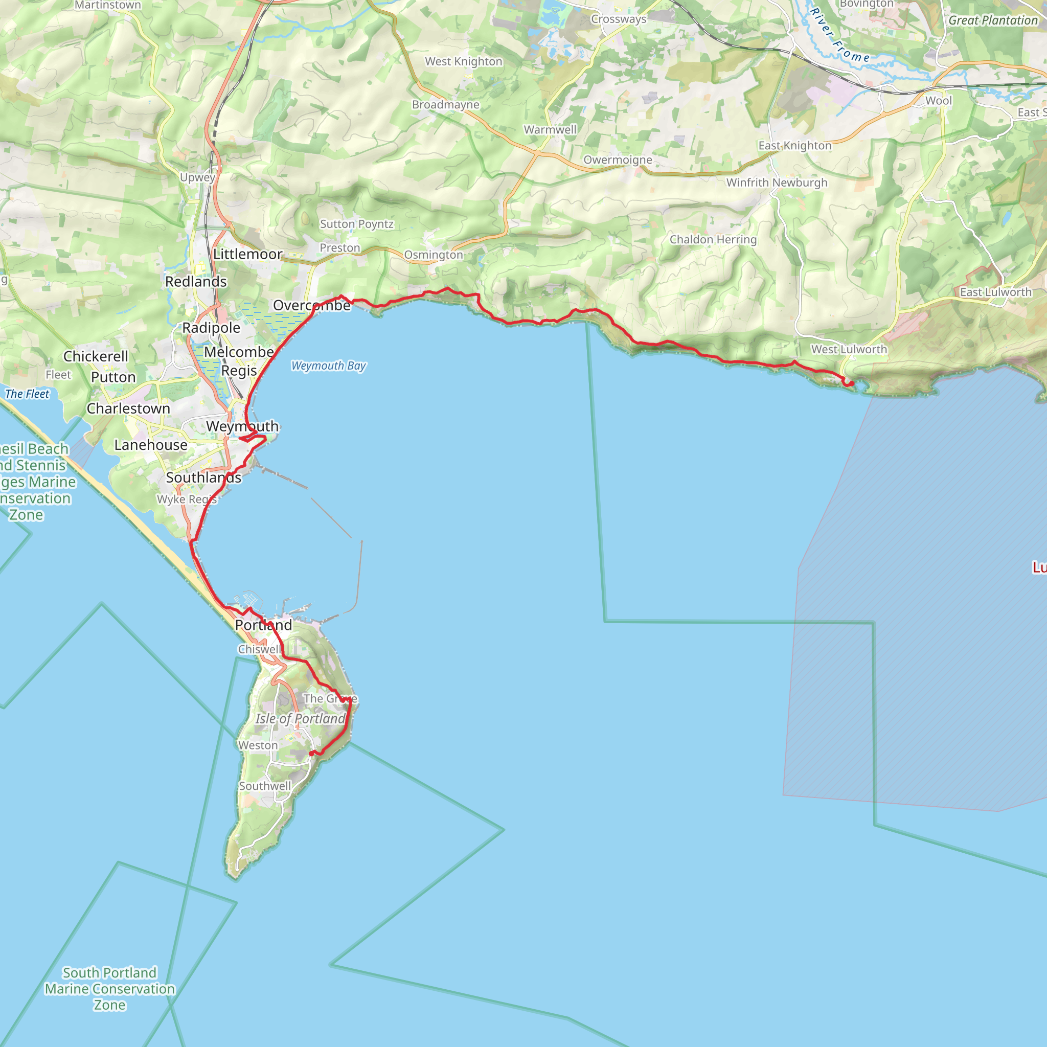 England Coast Path - Portland to Lulworth Cove mobile static map