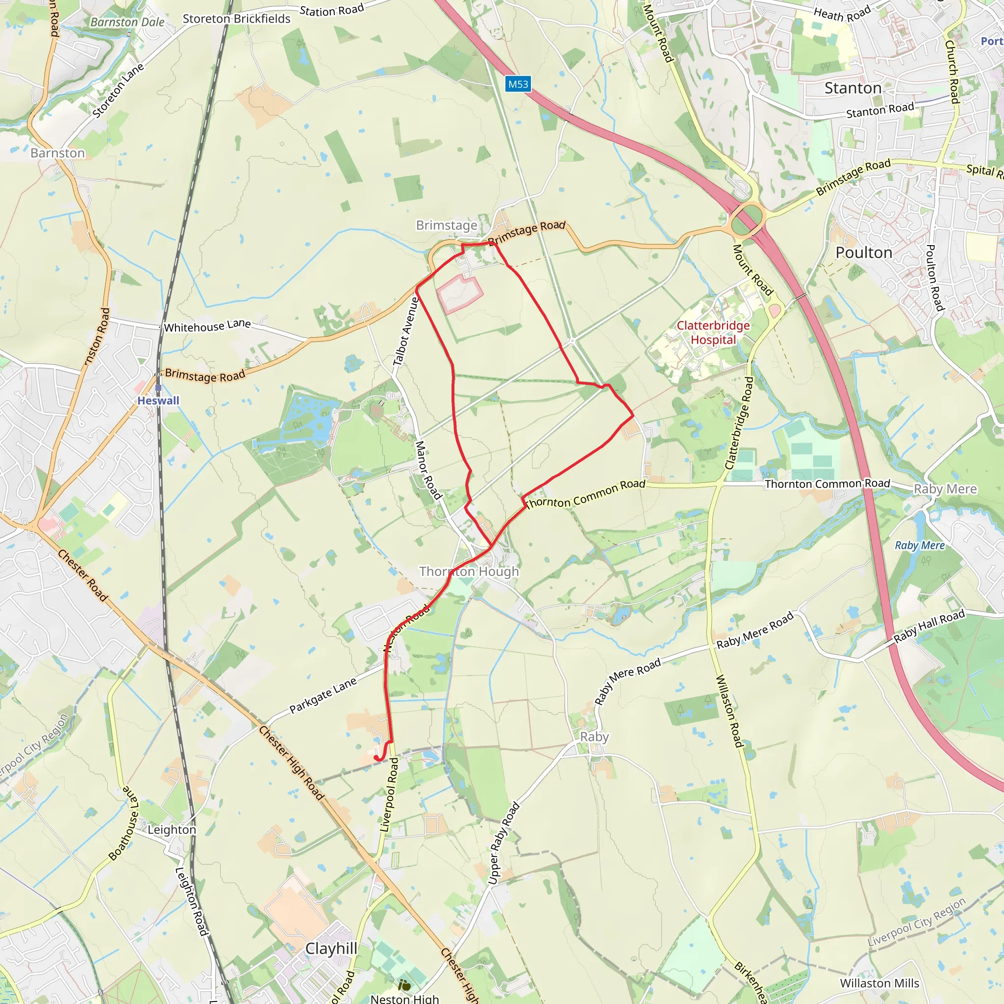 Thornton Hough to Brimstage Loop mobile static map