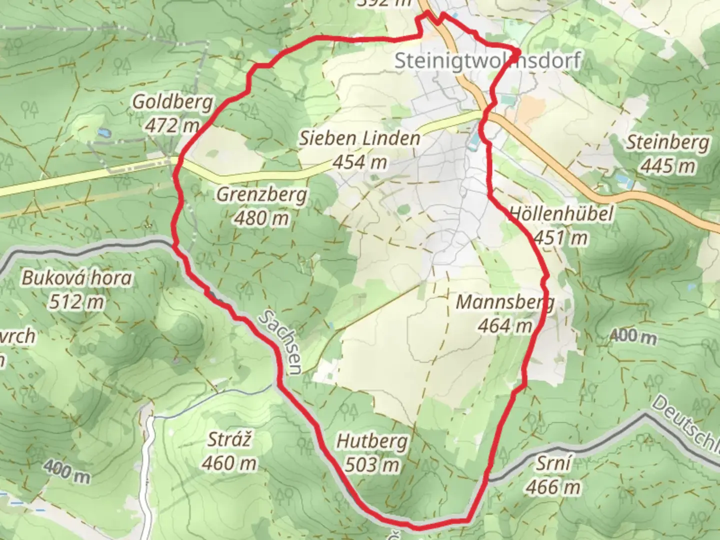 An image depicting the trail Talsperre Ringenhain and Severn Brook via Severni - Nordkap and its surrounding area.