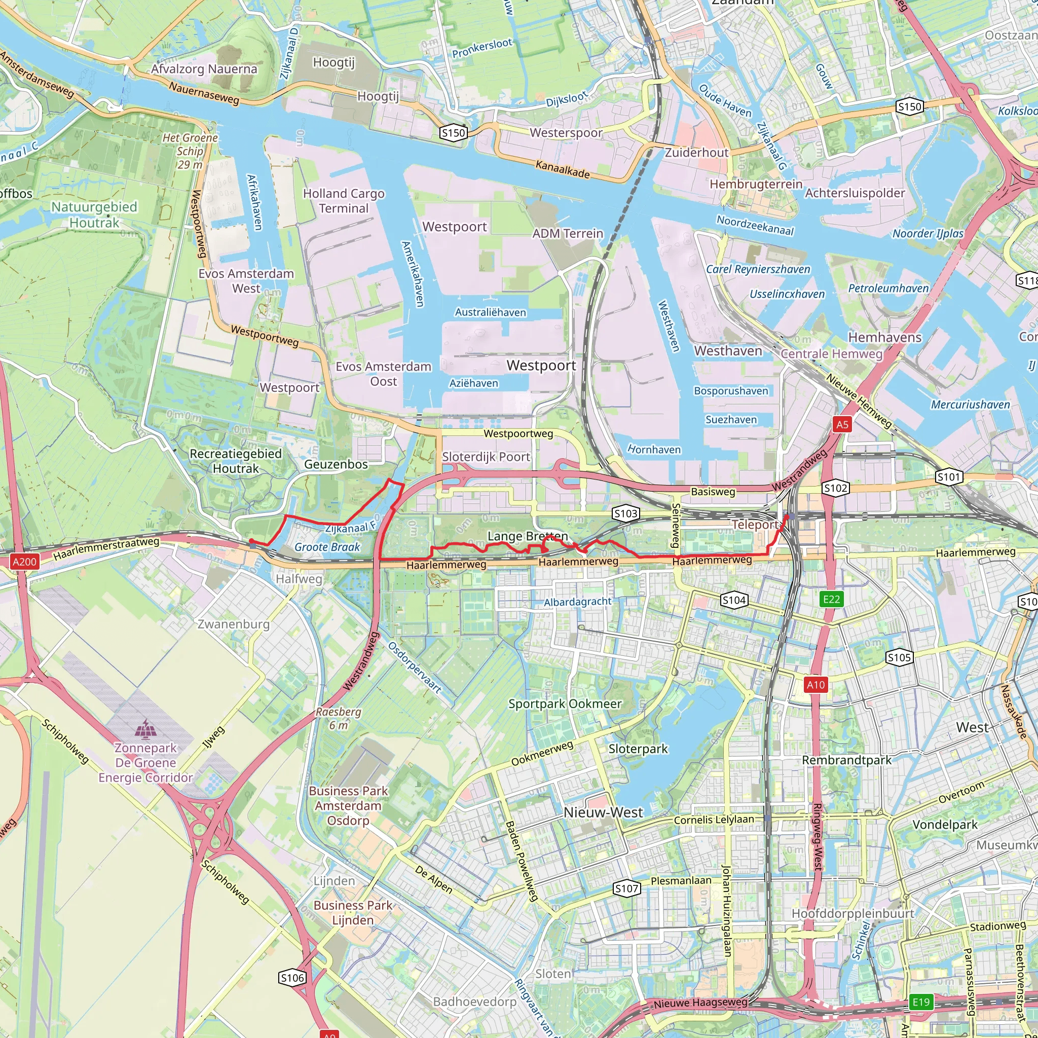 Halfweg Zwanenburg to Amsterdam Sloterdijk via NS - Wandeling De Bretten mobile static map
