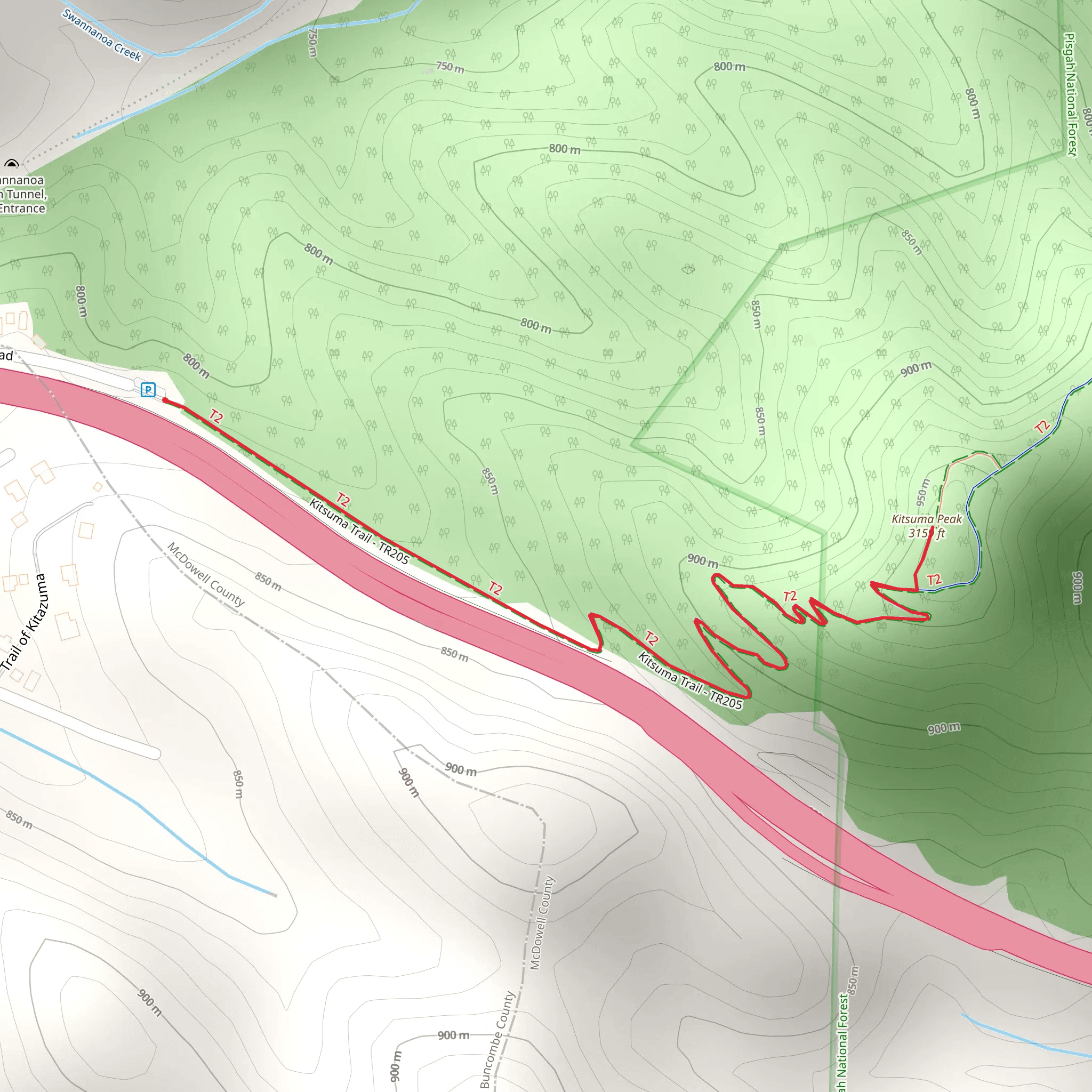 Kitsuma Peak Trail mobile static map