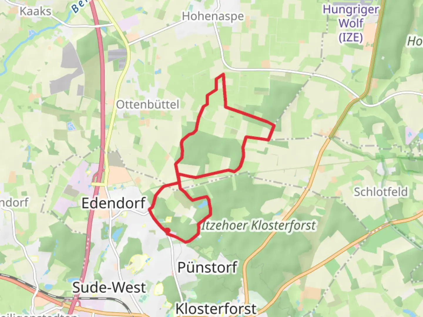 An image depicting the trail Spaziergand im Stadtforst Itzehoe Loop and its surrounding area.