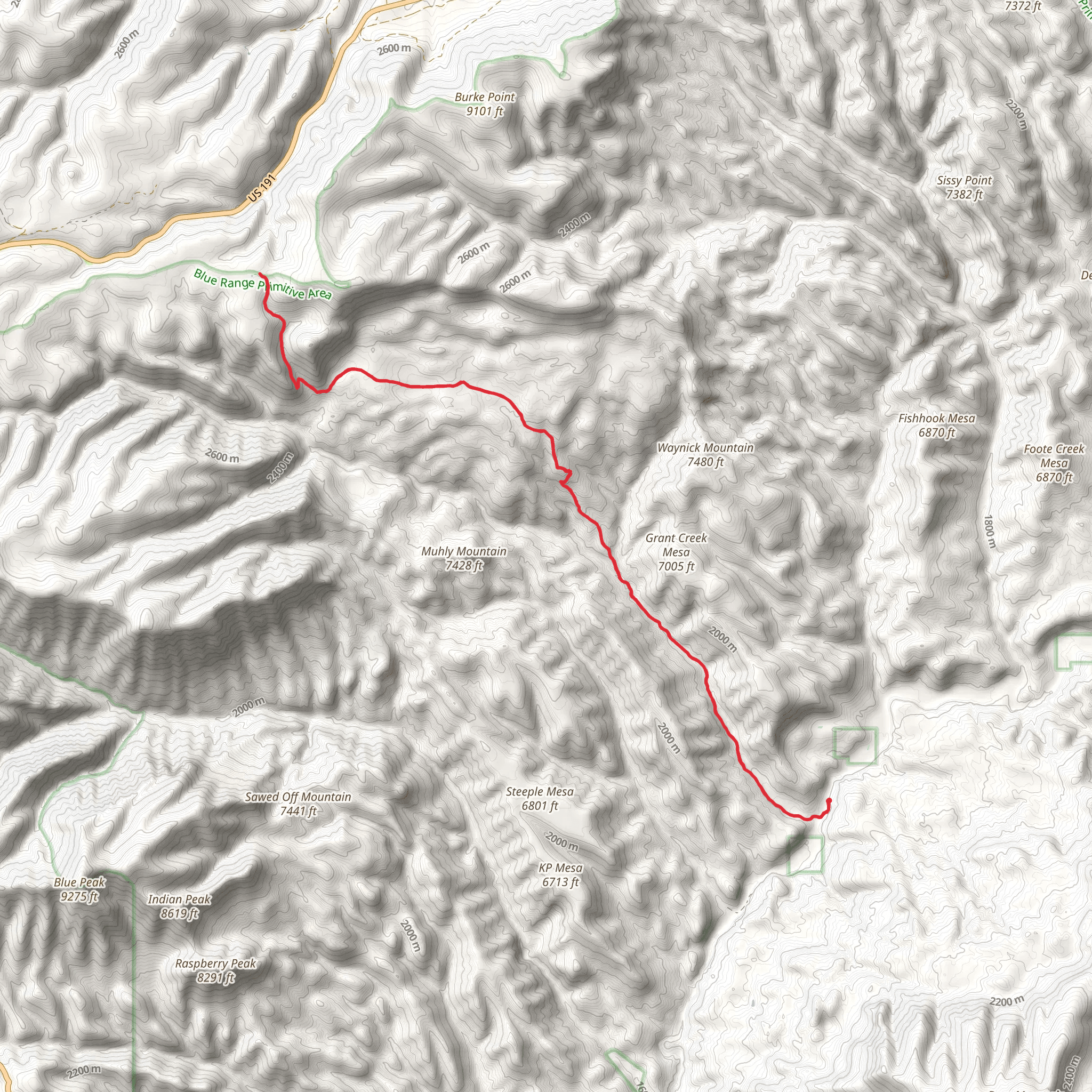 Grant Creek Trail mobile static map