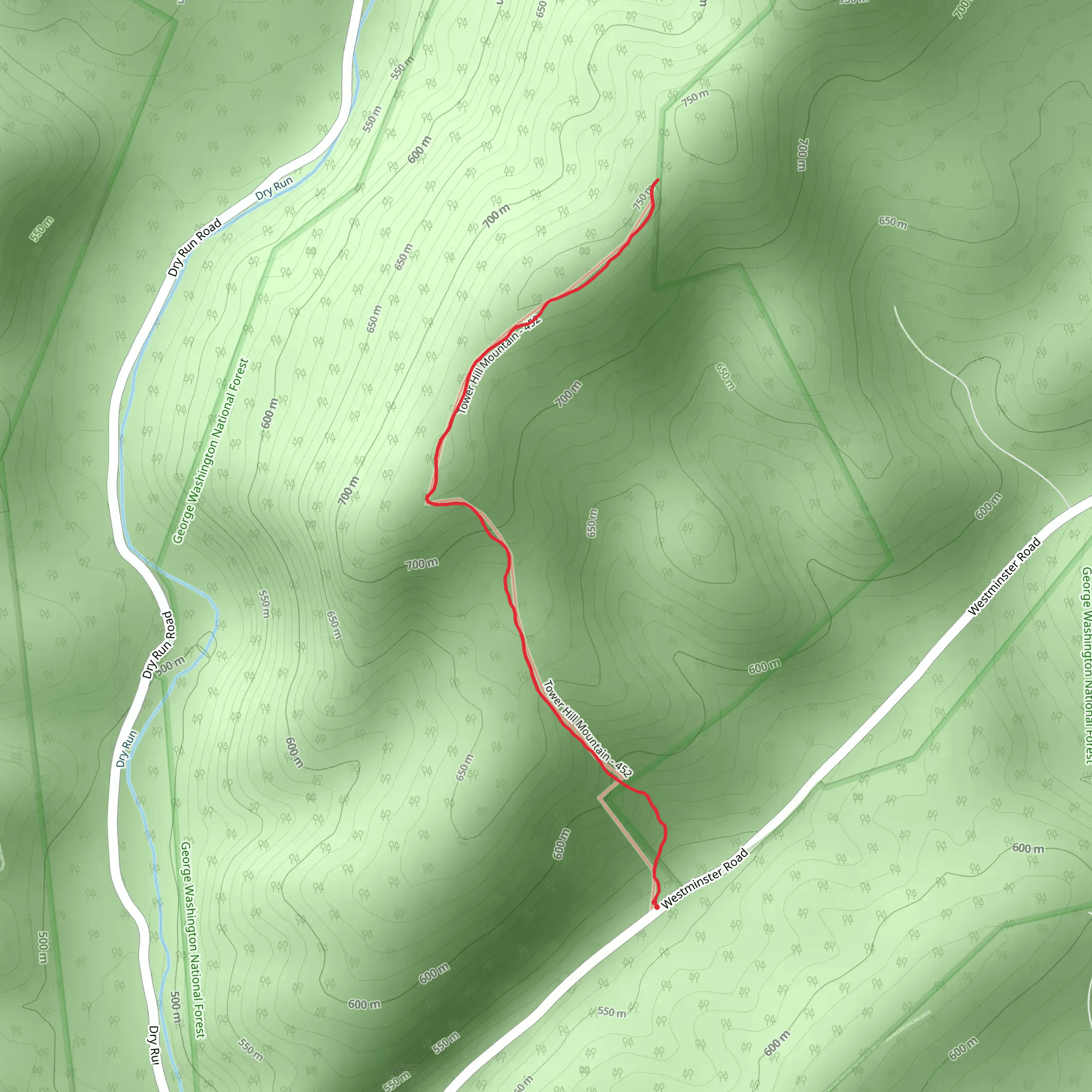 Tower Hill Mountain Trail mobile static map