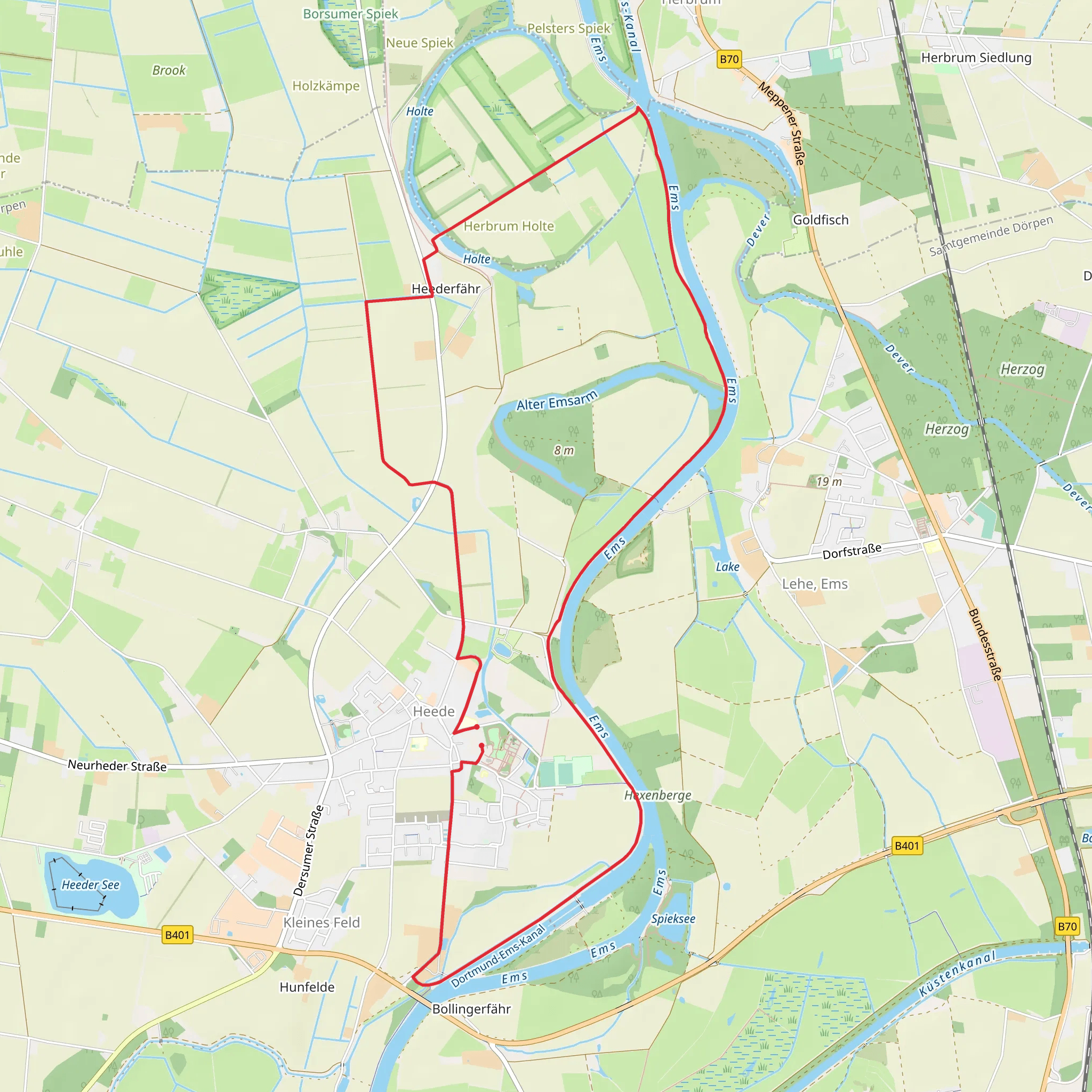 Heederfahr Loop via River Alter Emsarm mobile static map