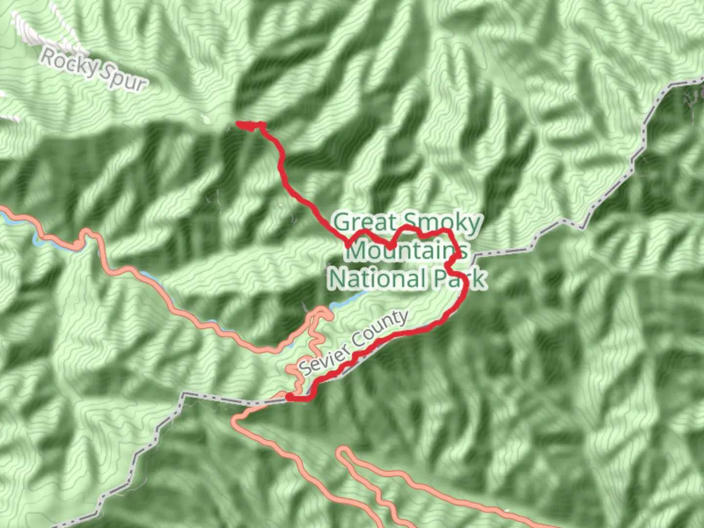 An image depicting the trail Myrtle Point and Alum Gap via Appalachian Trail and its surrounding area.