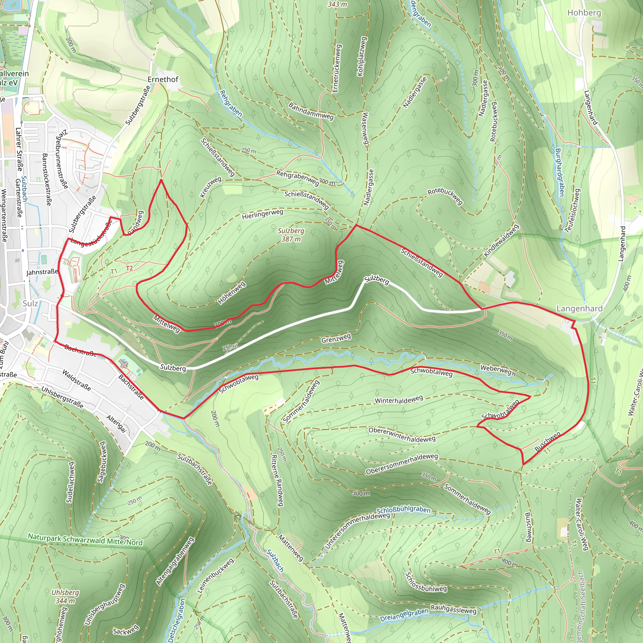 Sulz and Langenhard Loop via Scheibhalde mobile static map