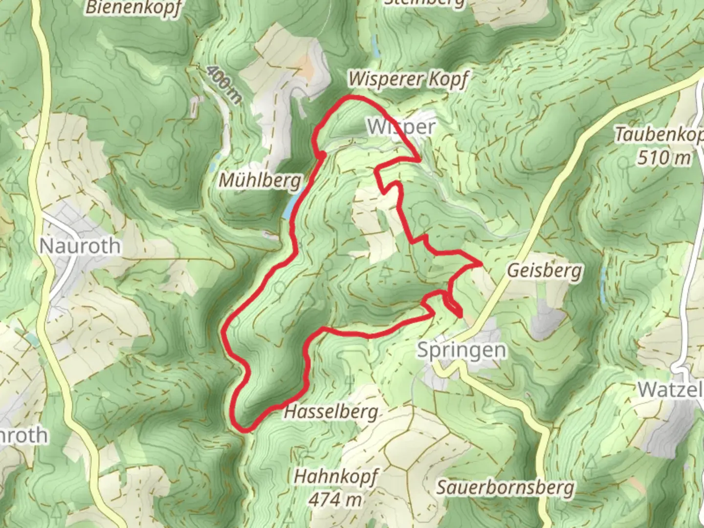 An image depicting the trail WisperSee and Wisperer Heide and Roderkopf Loop via Wisper Gefluster and its surrounding area.