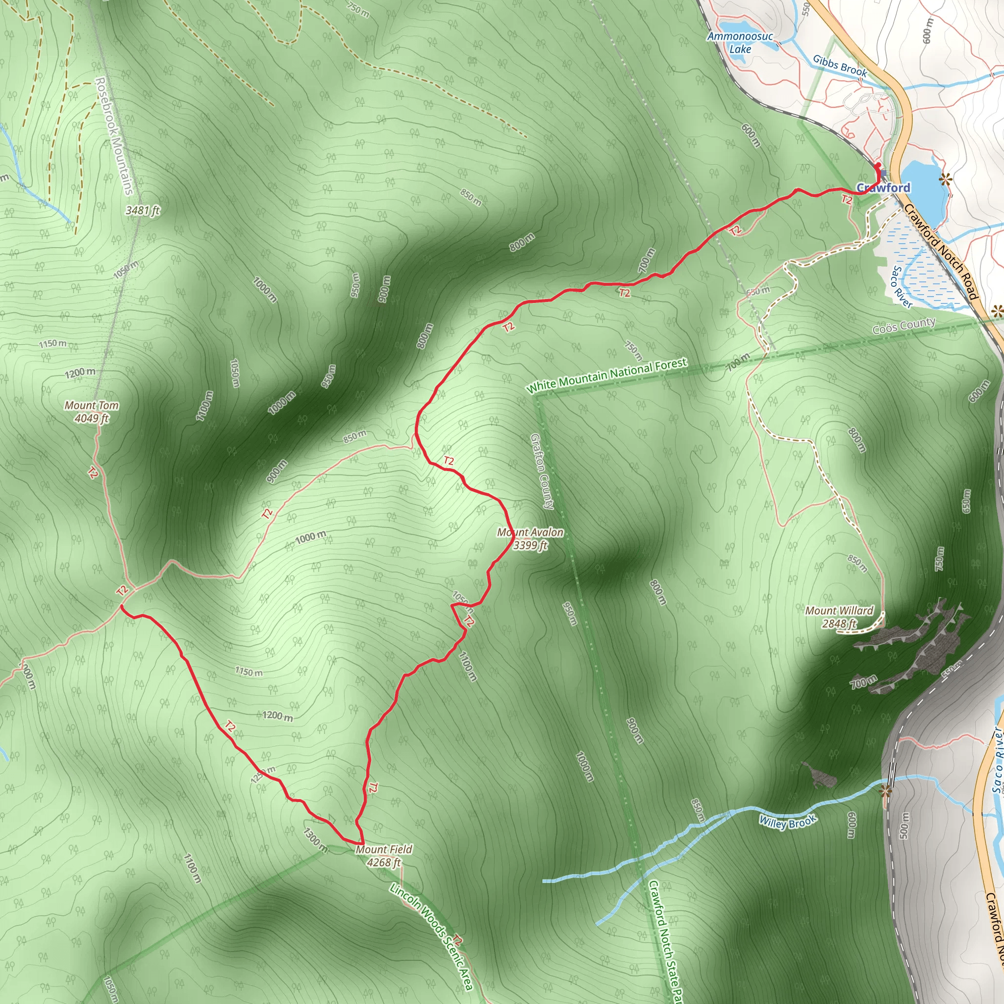 Mount Avalon and Mount Field via Avalon Trail mobile static map