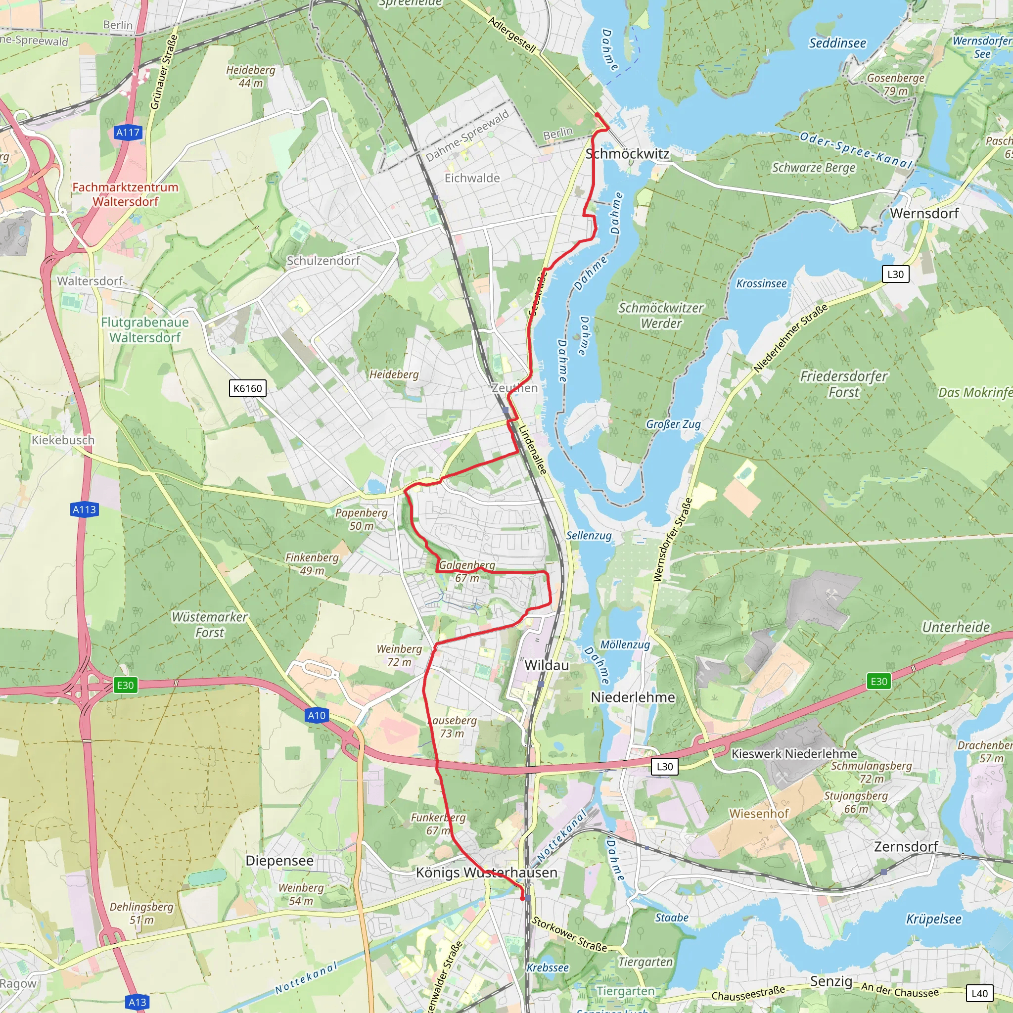 Konigs Wusterhausen to Zum Seeblick Walk mobile static map