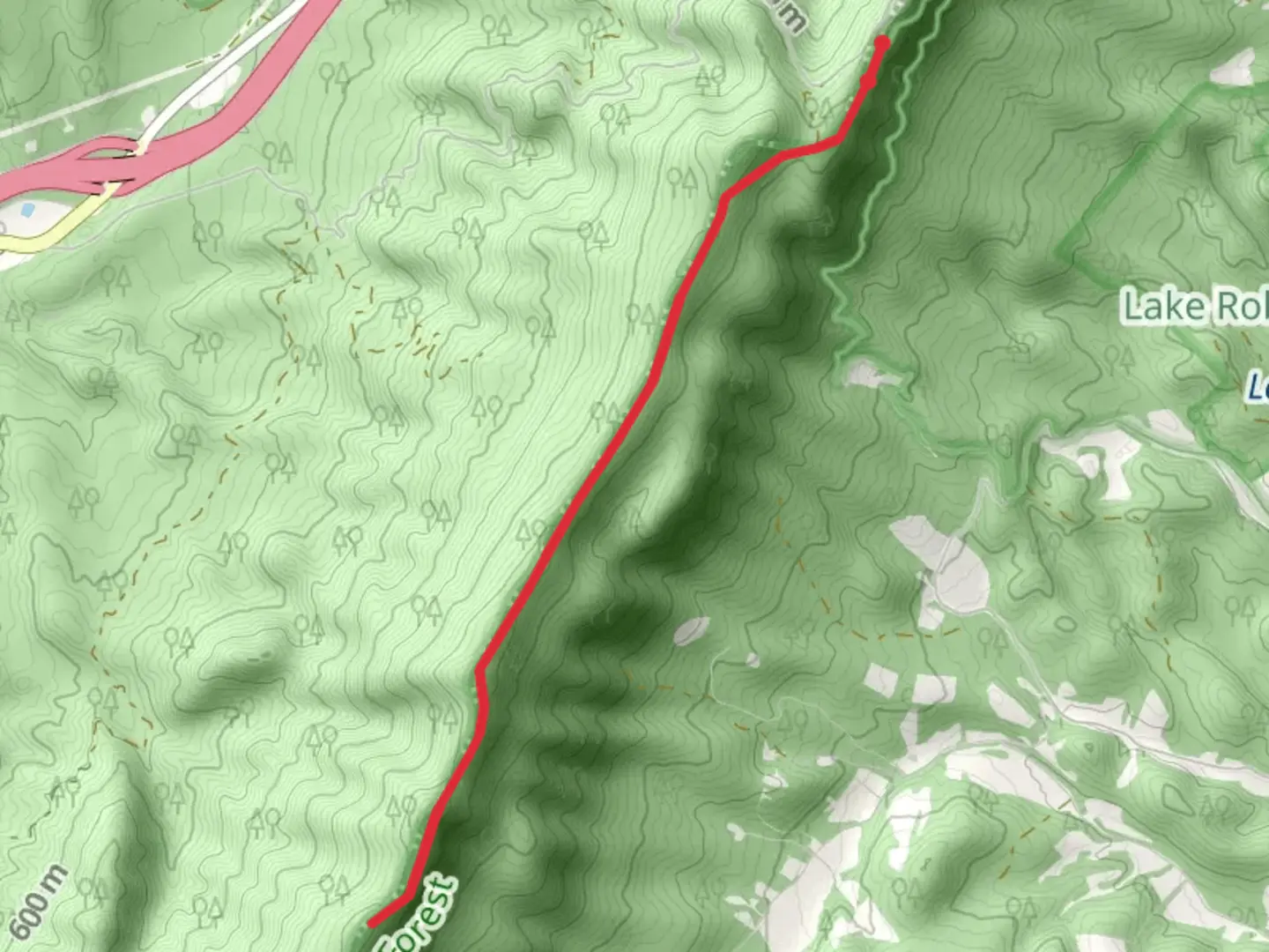An image depicting the trail Pete's Cave Trail and its surrounding area.