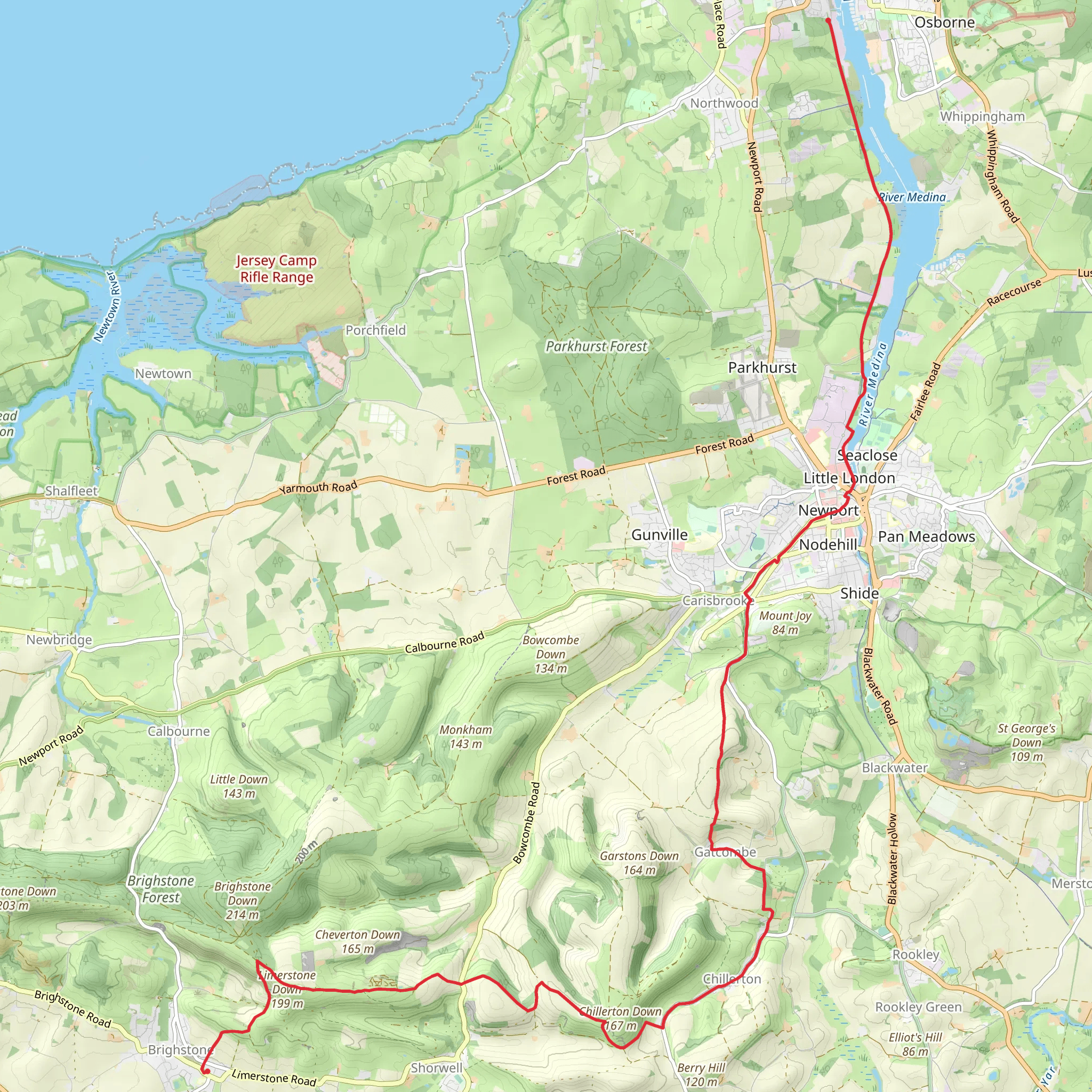 Medham to Brighstone Walk mobile static map