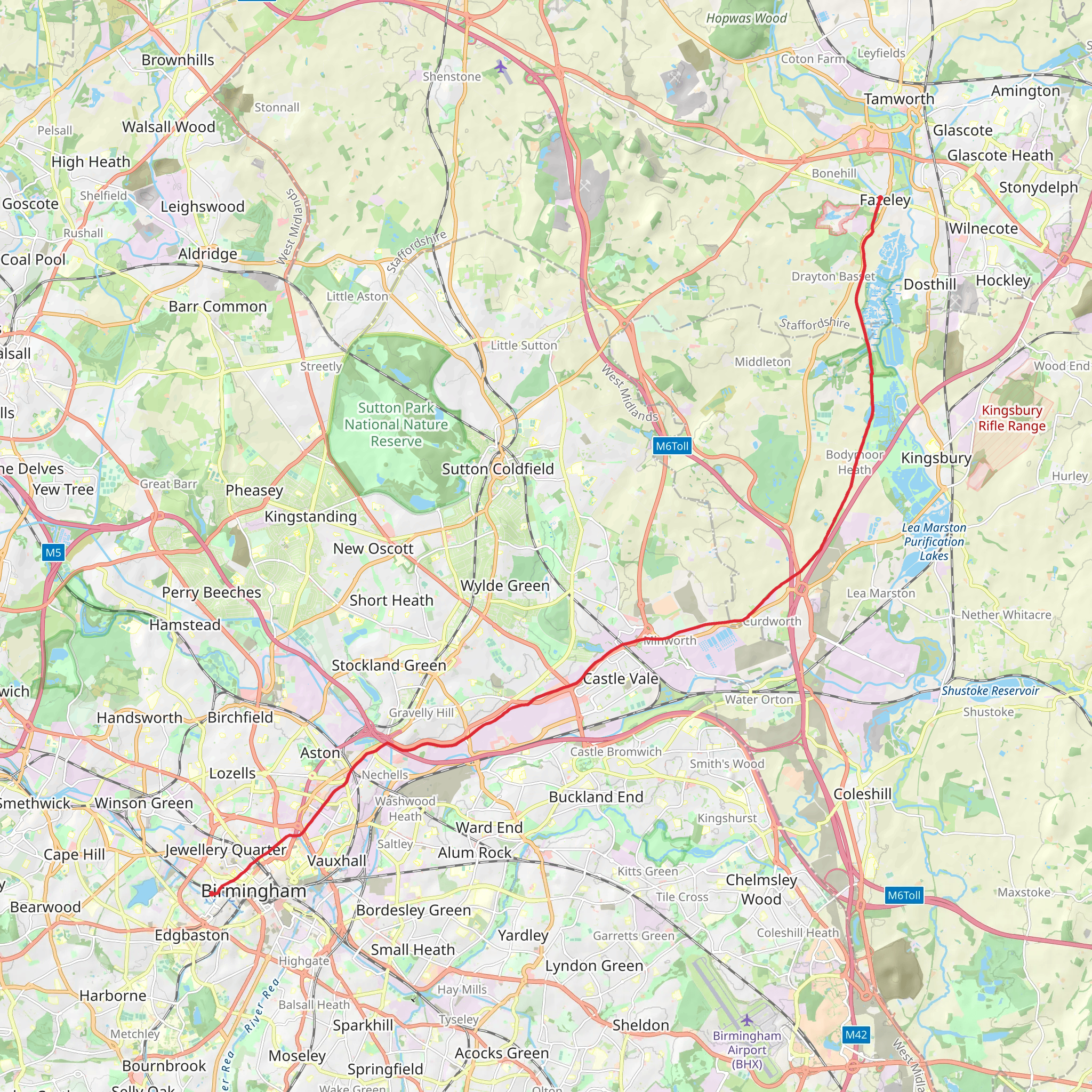 Birmingham and Fazeley Canal Walk mobile static map