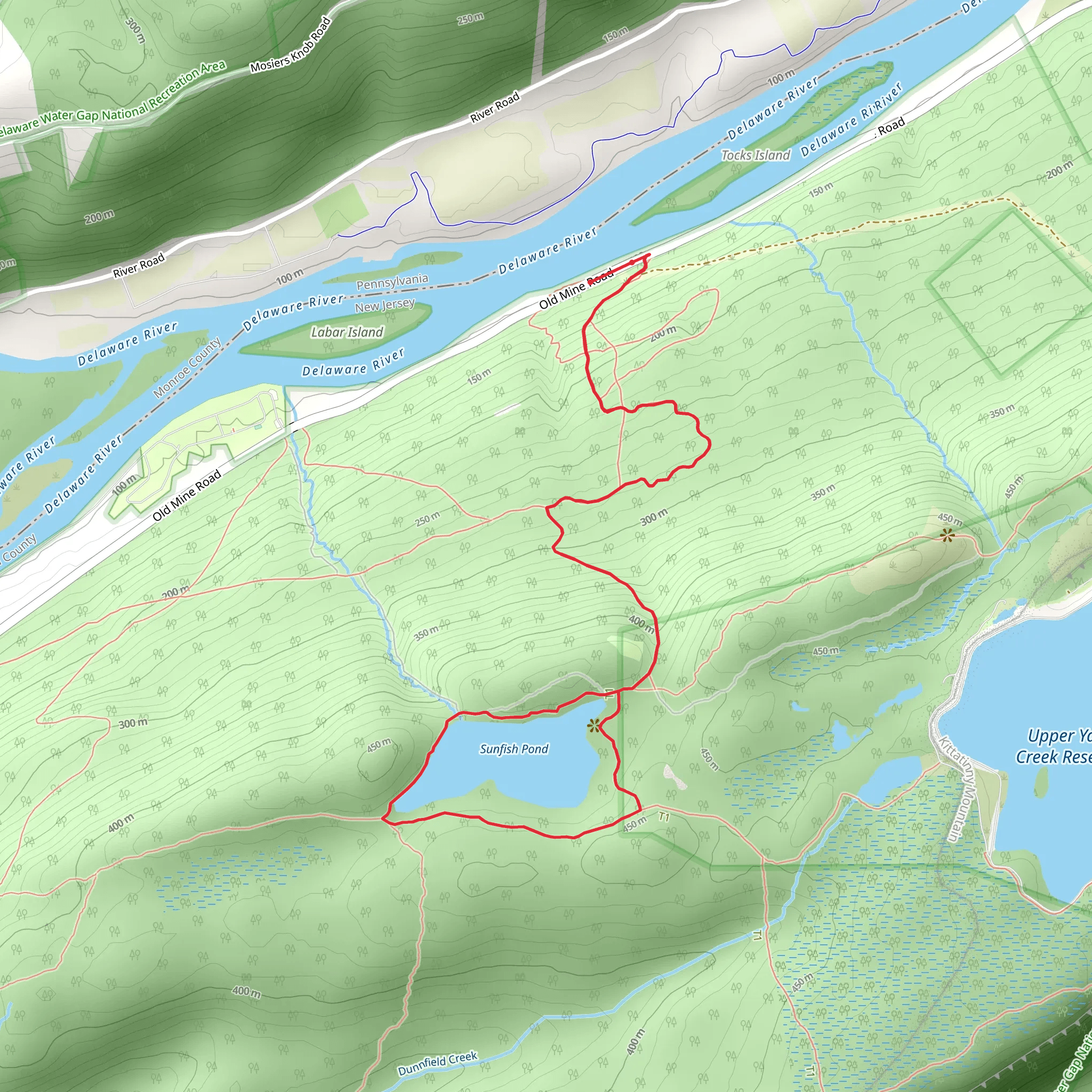 Sunfish Pond via Rockcores Trail, Garvey Springs Trail and Appalachian Trail mobile static map