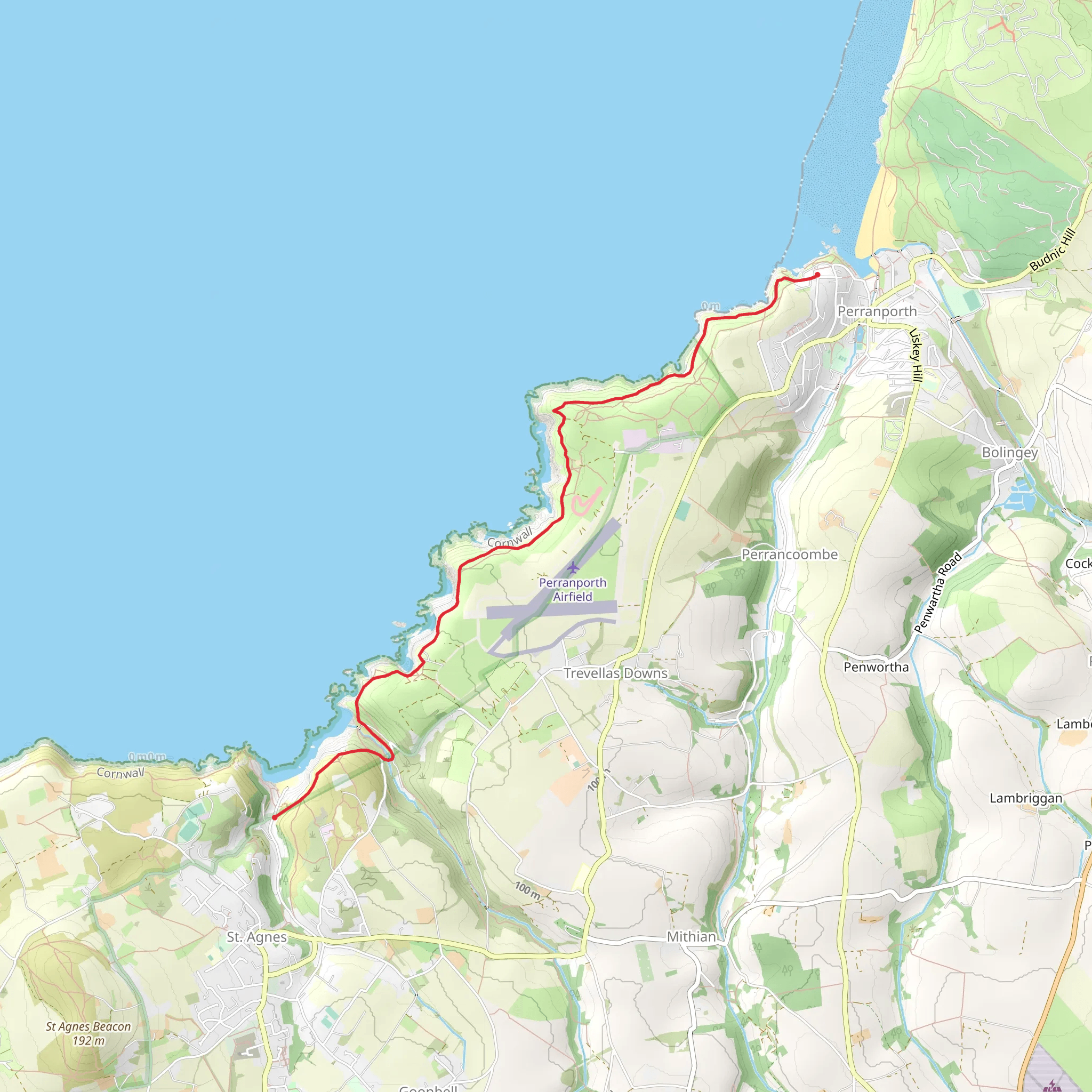 Perranporth to St Agnes Walk mobile static map