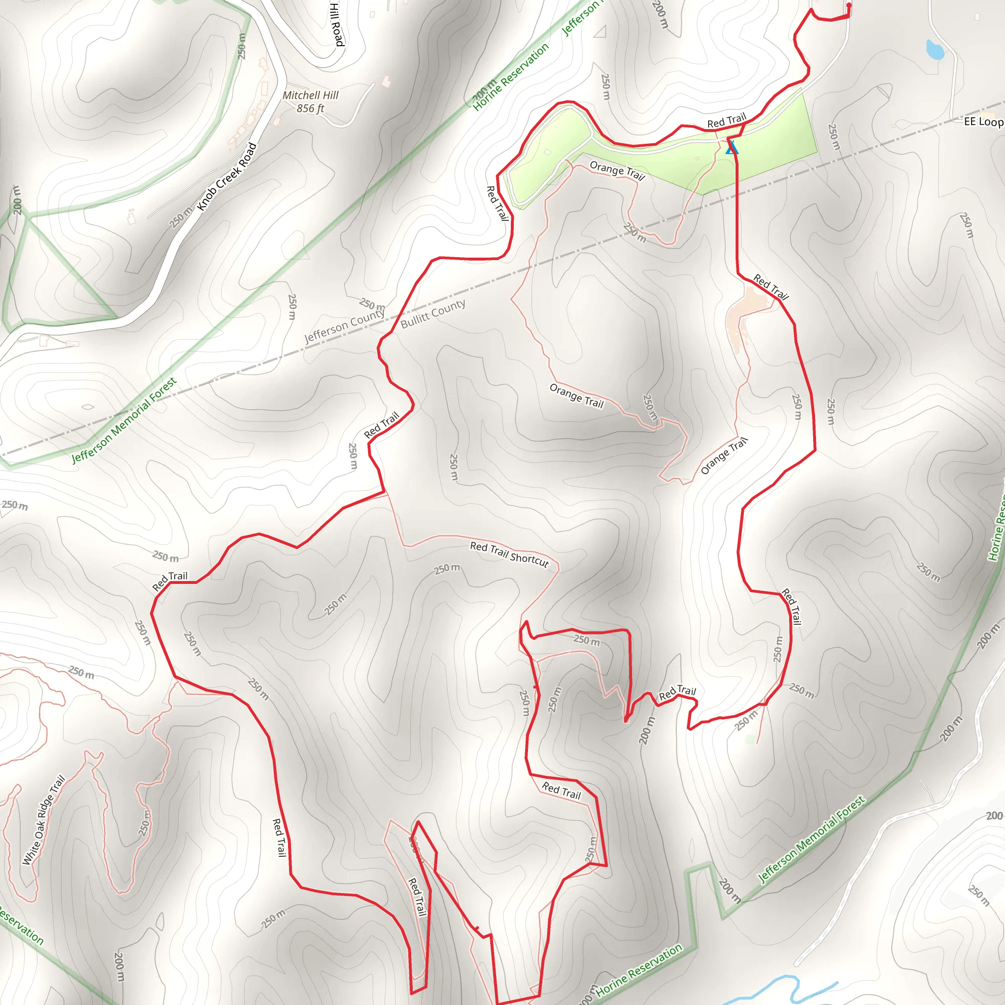 Red Loop Trail - Horine Campground Service Road mobile static map