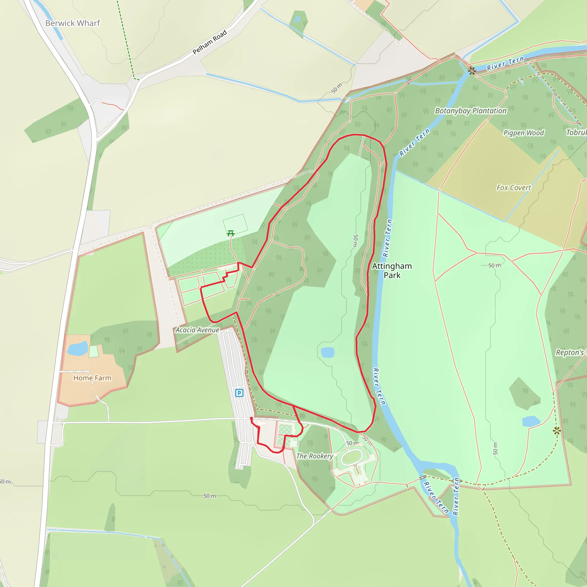 Attingham Park National Trust Loop mobile static map
