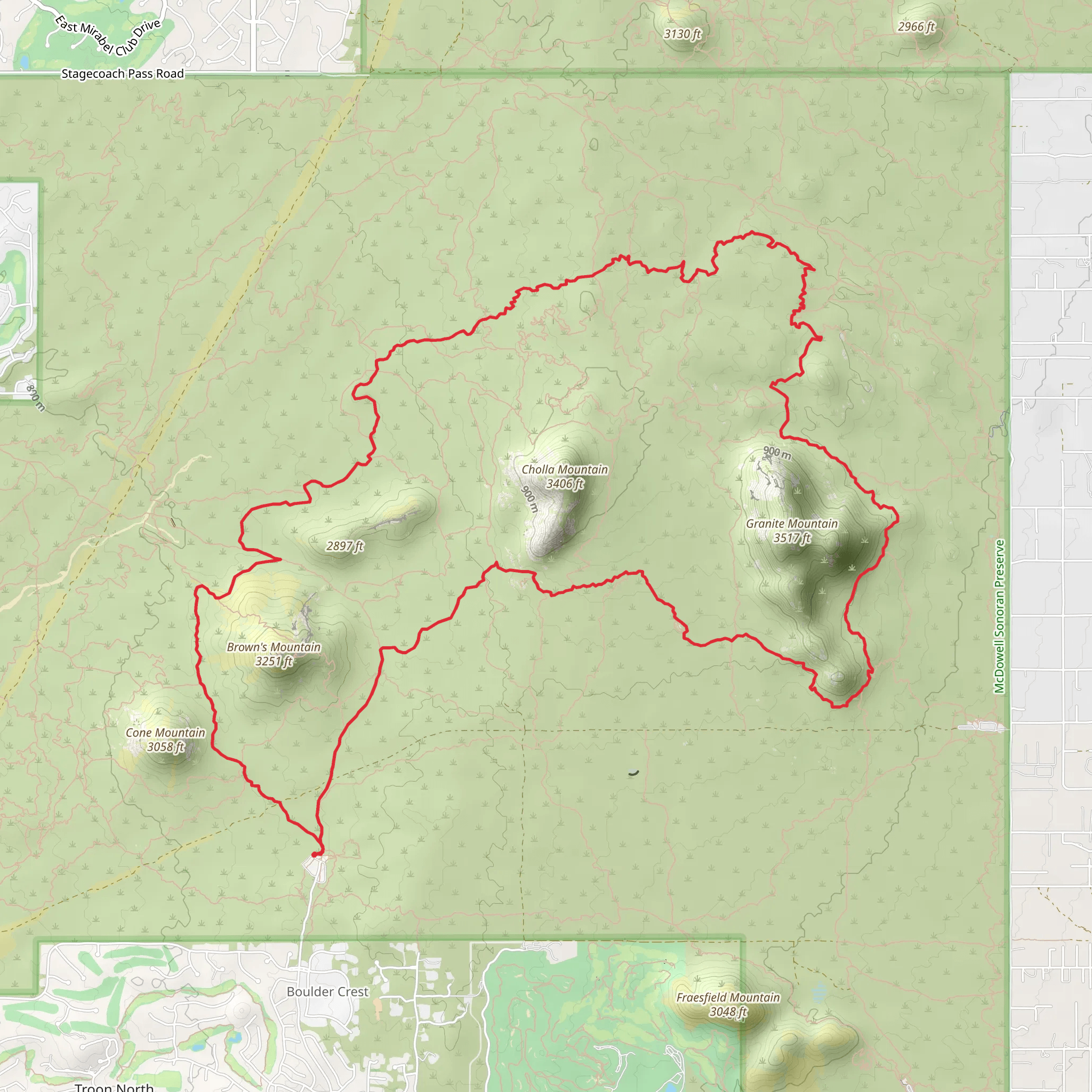 Upper Ranch, High Desert and Balanced Rock Loop mobile static map