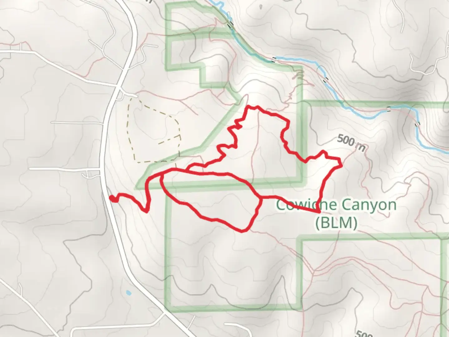An image depicting the trail Summitview South Loop and Radio Flyer Loop Trail and its surrounding area.