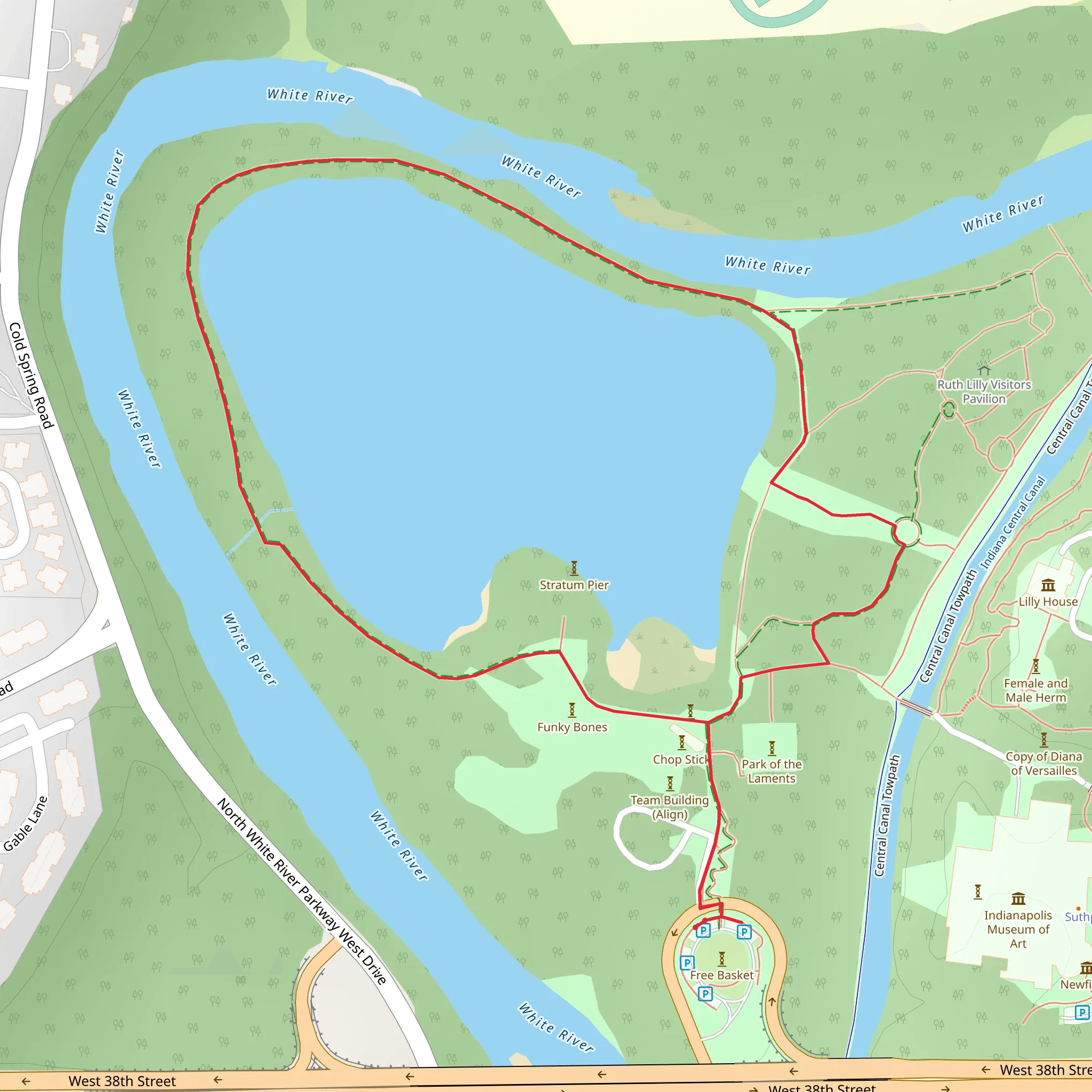 The Viginia B Fairbanks Art and Nature Park 100 Acres Loop mobile static map