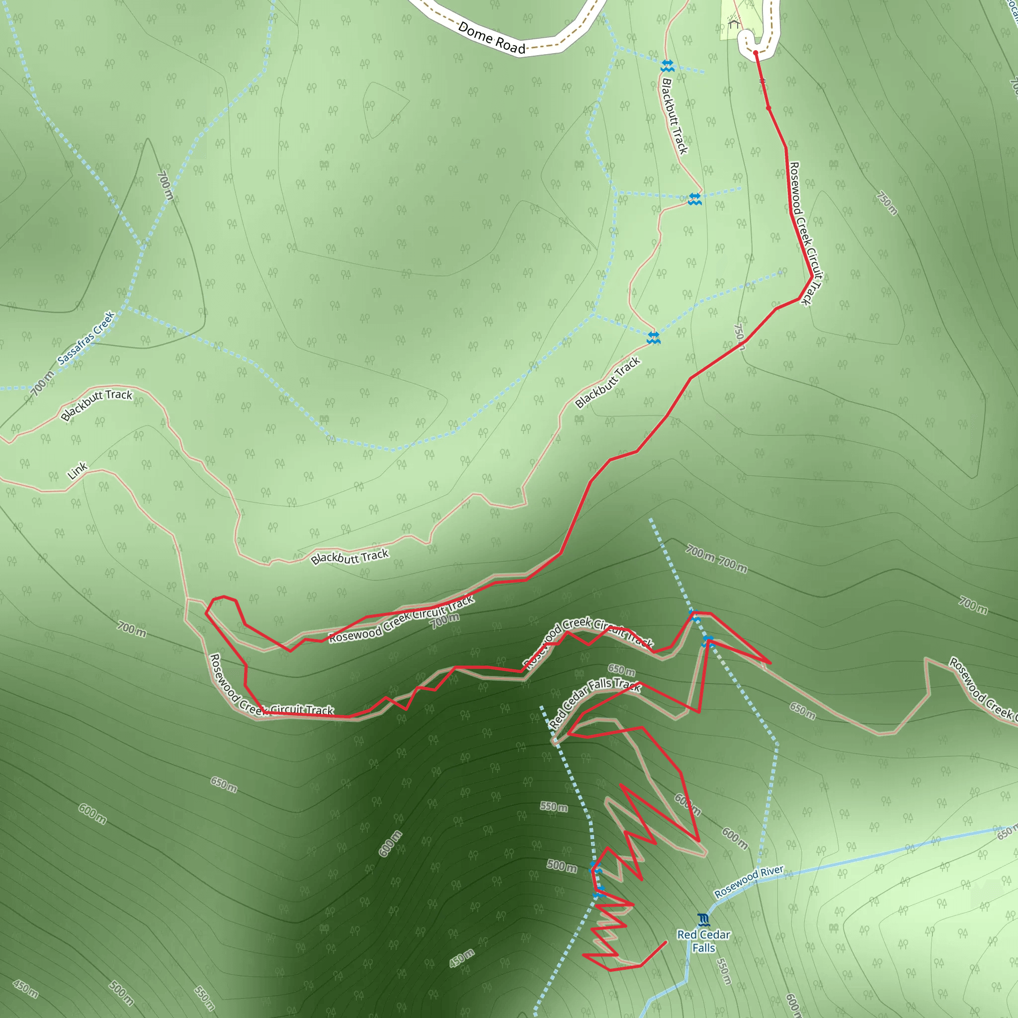 Red Cedar Falls Track mobile static map