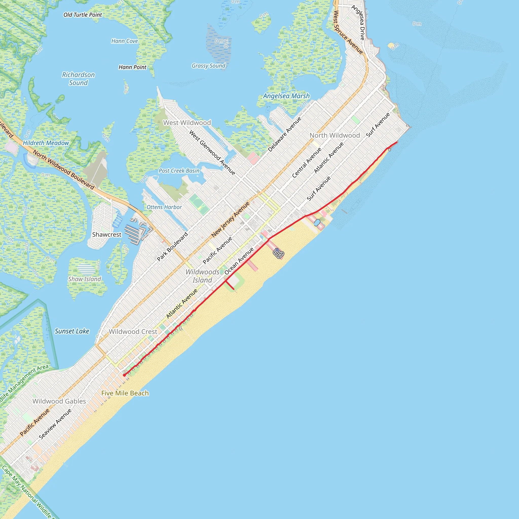 Mile Beach and Beachfront Trail and Boardwalk mobile static map