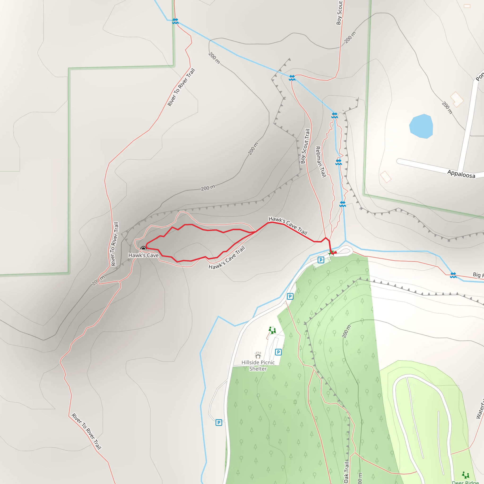 Hawk's Cave Loop Trail mobile static map