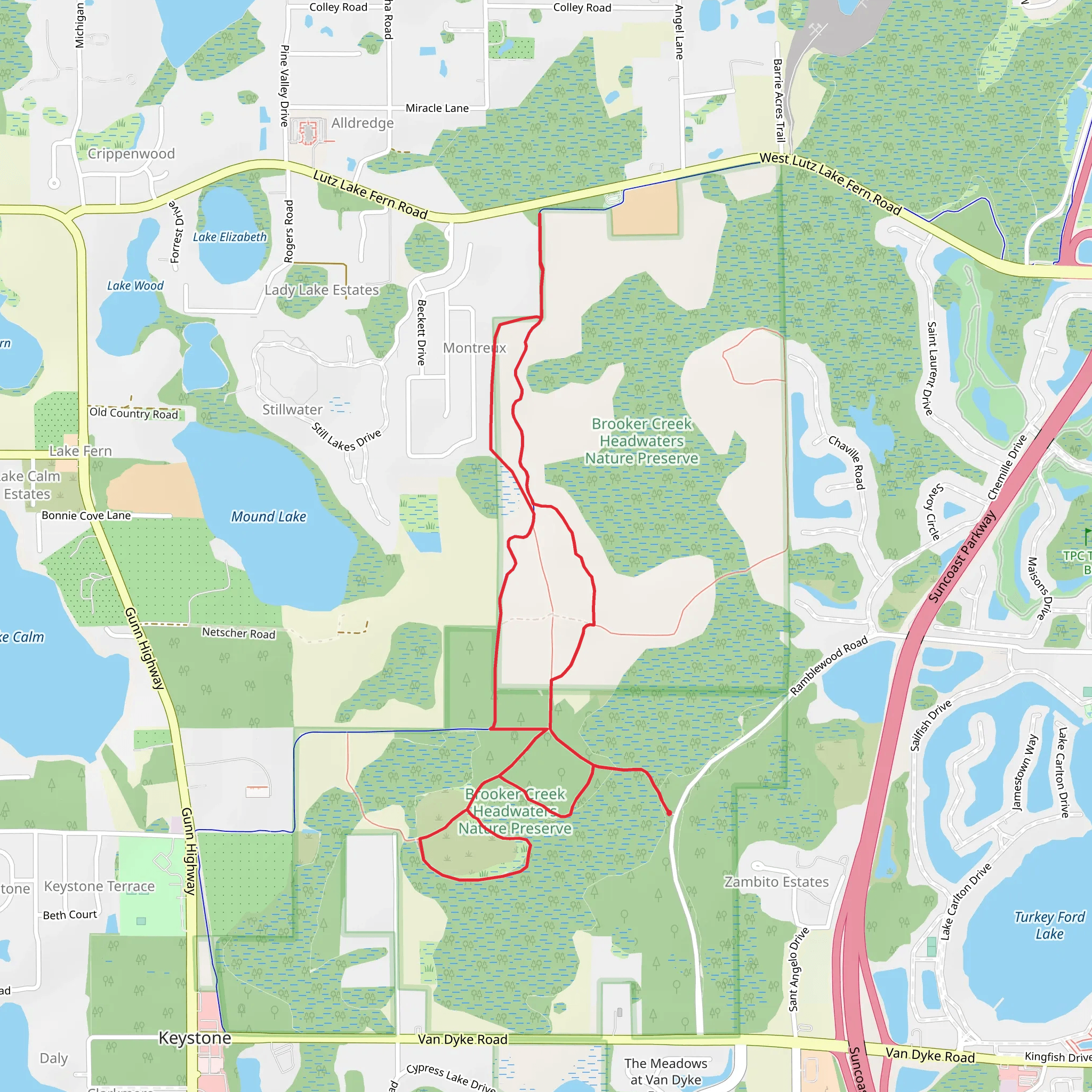 Blue Trail and Upper Tampa Bay Trail Loop mobile static map