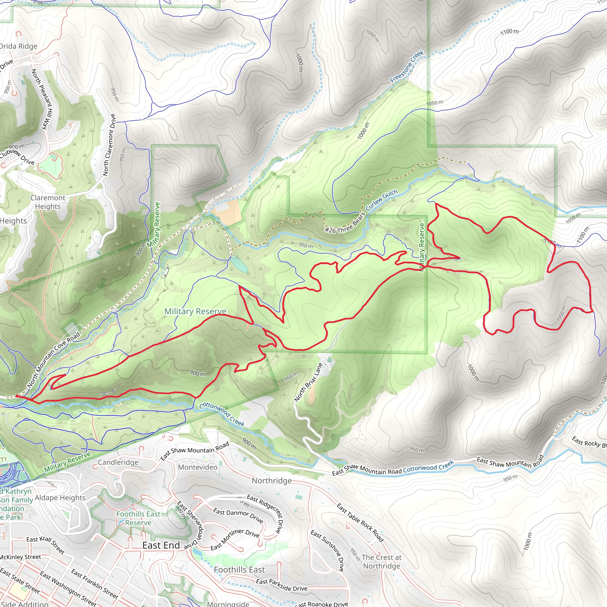 Ridge Crest, Three Bears and Central Ridge Loop mobile static map
