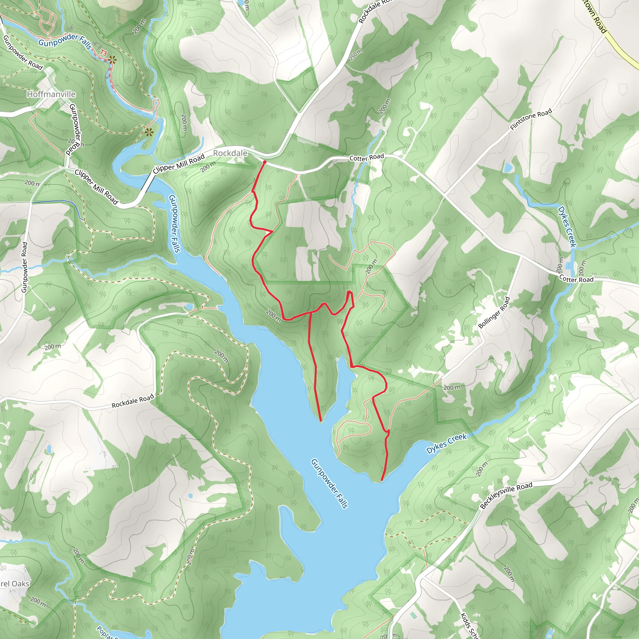 Dykes Creek Shore walk from Cotter Road mobile static map