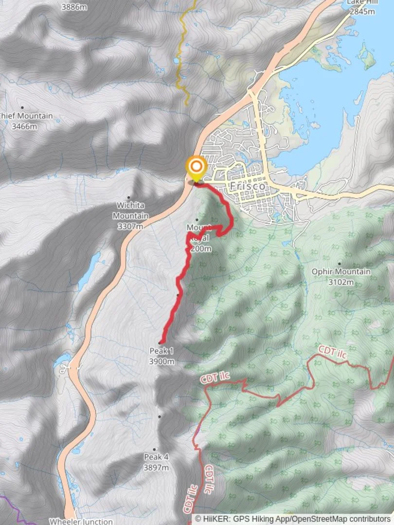 An image depicting the trail Peak 1 and Mount Victoria via Temple Trail and its surrounding area.